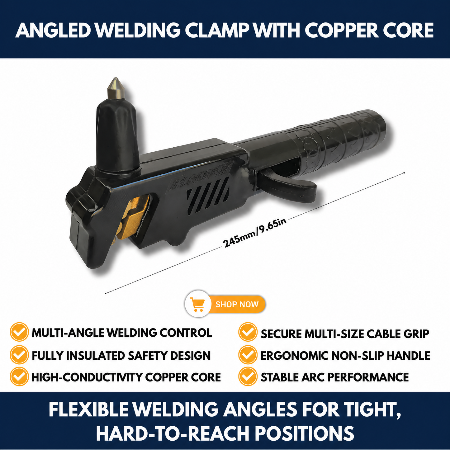Angled Welding Clamp with Copper Core