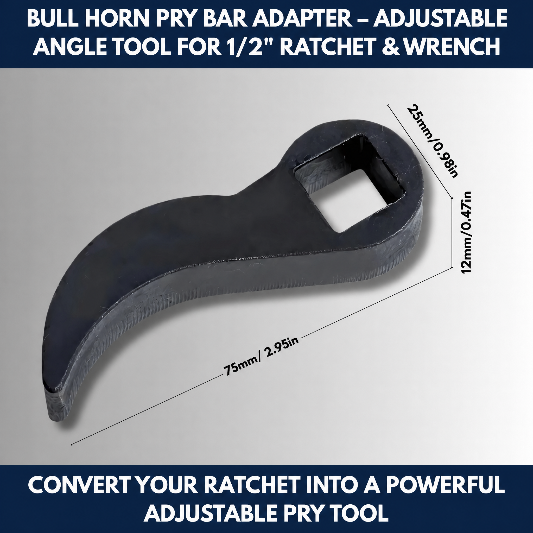 Bull Horn Pry Bar Adapter – Adjustable Angle Tool for 1/2" Ratchet & Wrench