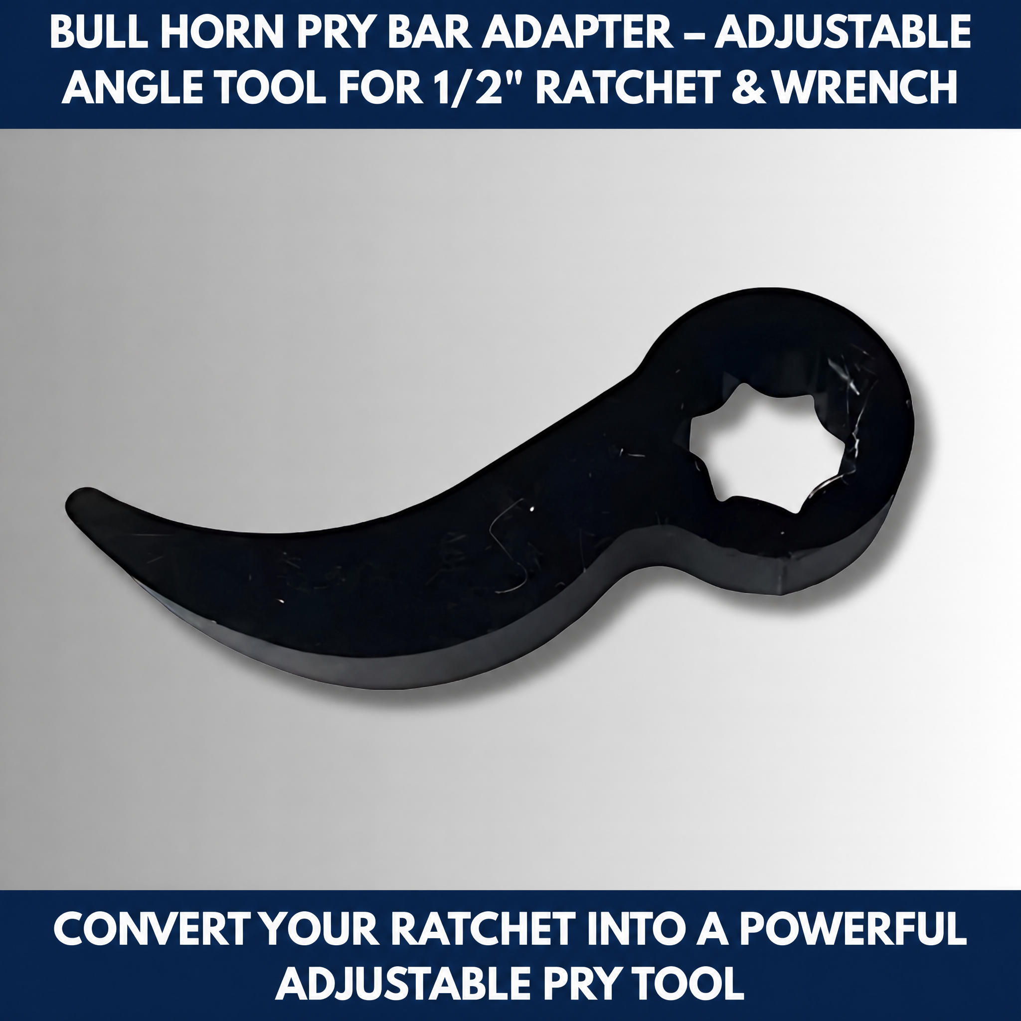 Bull Horn Pry Bar Adapter – Adjustable Angle Tool for 1/2" Ratchet & Wrench