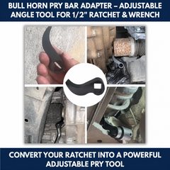 Bull Horn Pry Bar Adapter – Adjustable Angle Tool for 1/2" Ratchet & Wrench view 5