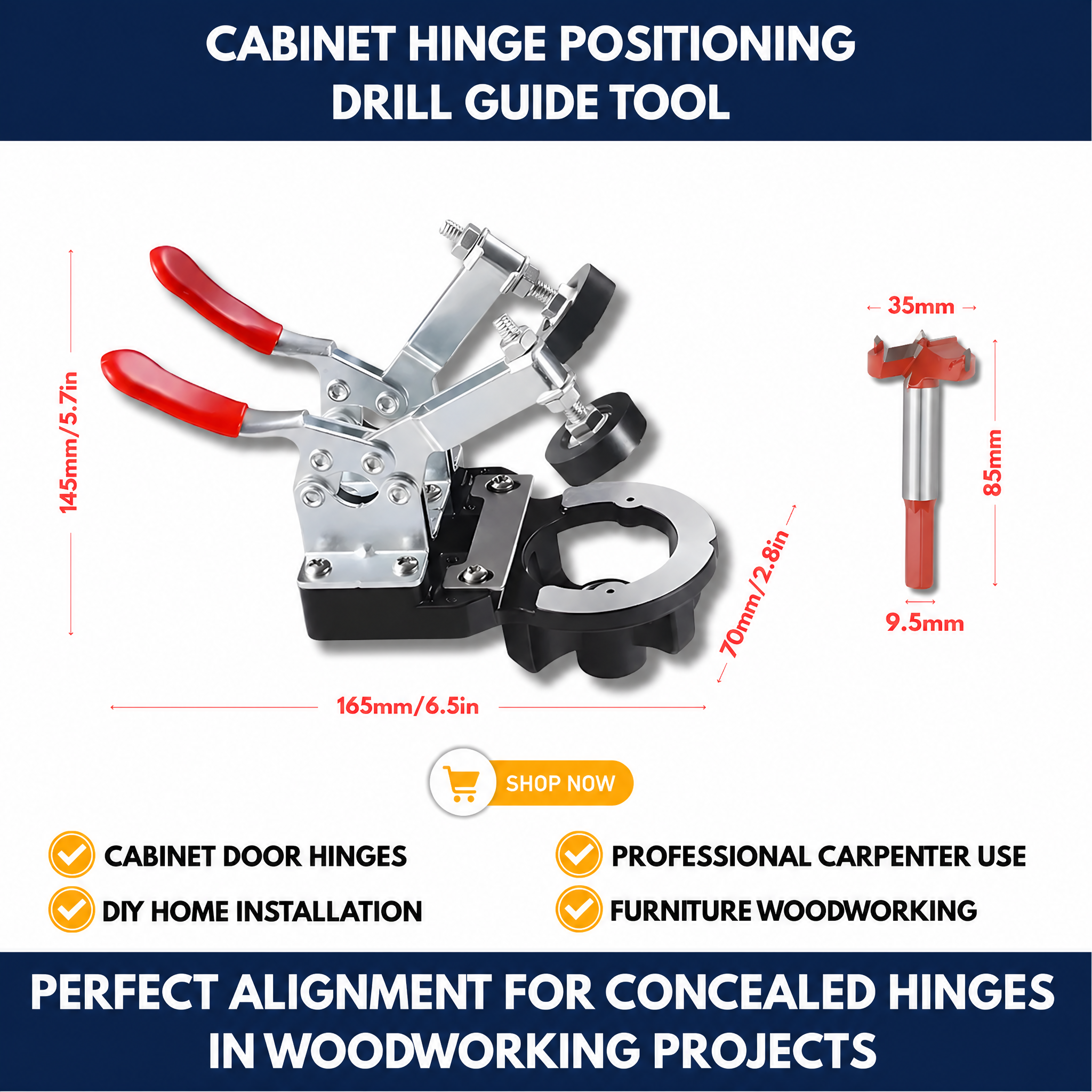Cabinet Hinge Positioning Drill Guide Tool