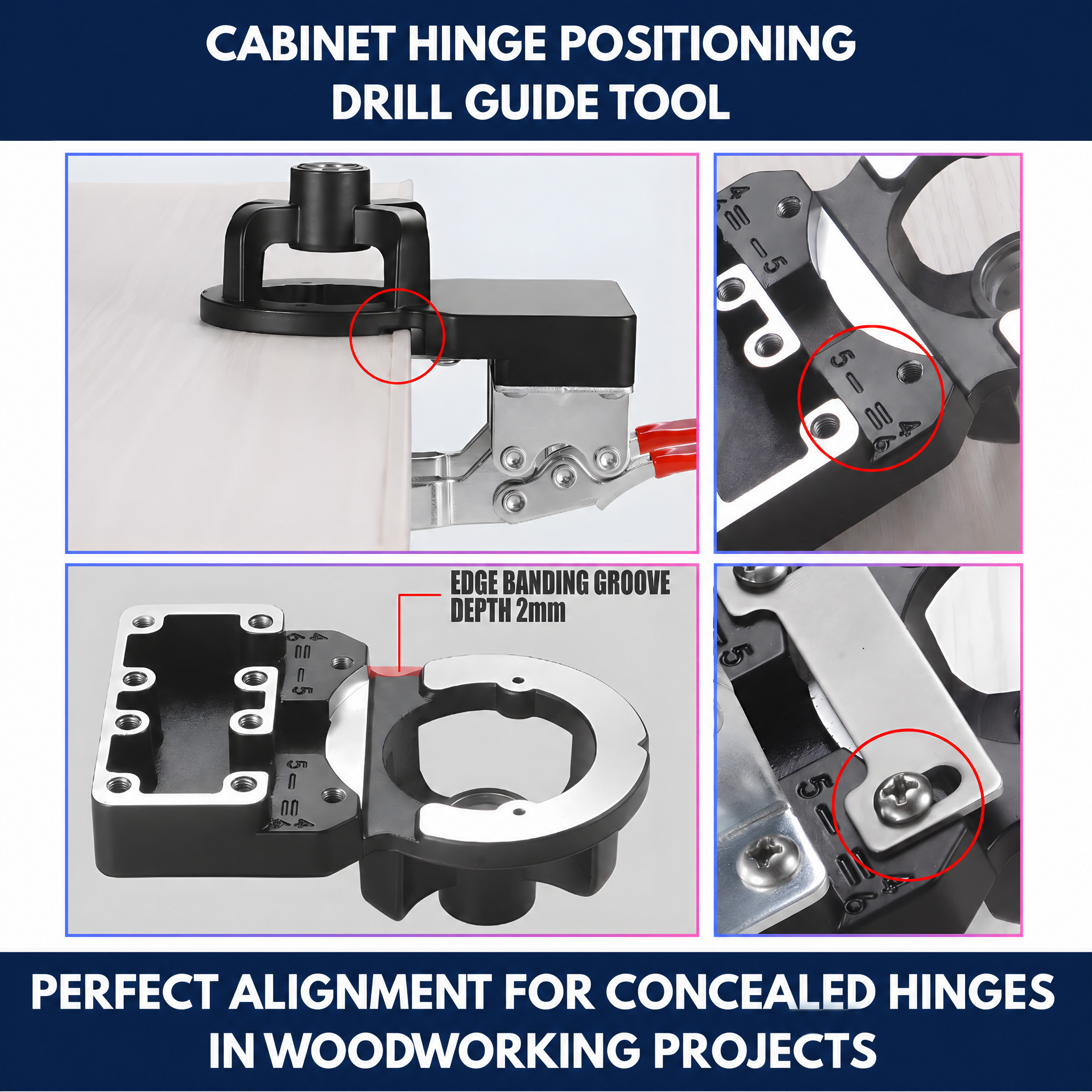 Cabinet Hinge Positioning Drill Guide Tool