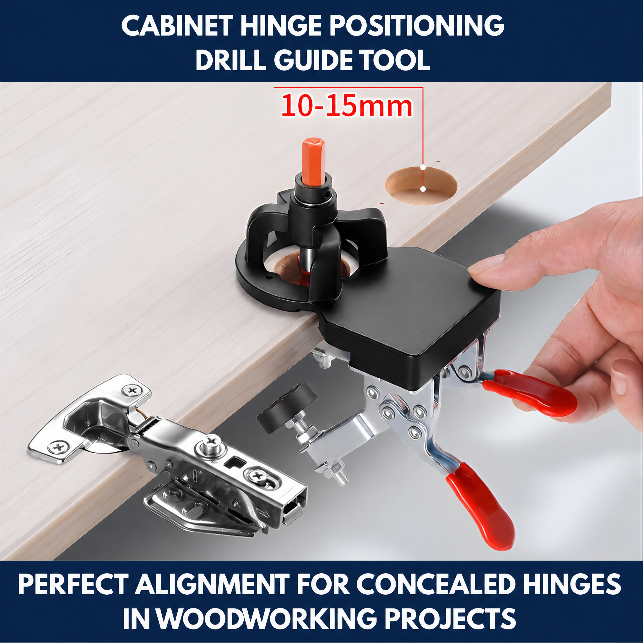 Cabinet Hinge Positioning Drill Guide Tool