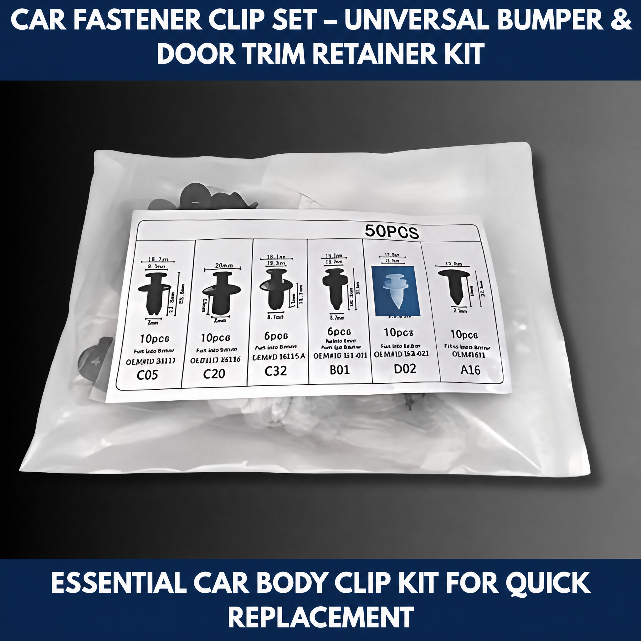 Car Fastener Clip Set – Universal Bumper & Door Trim Retainer Kit