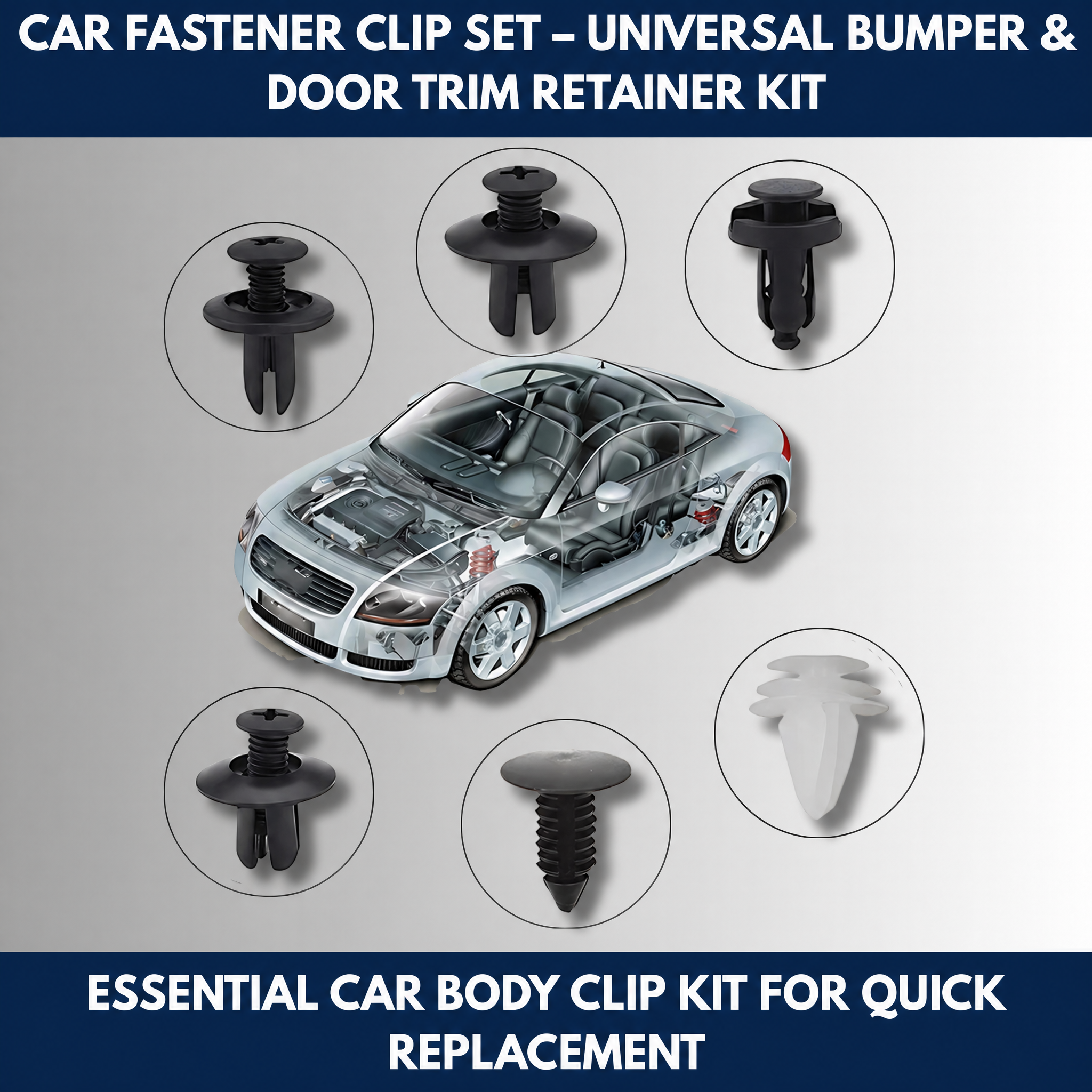 Car Fastener Clip Set – Universal Bumper & Door Trim Retainer Kit