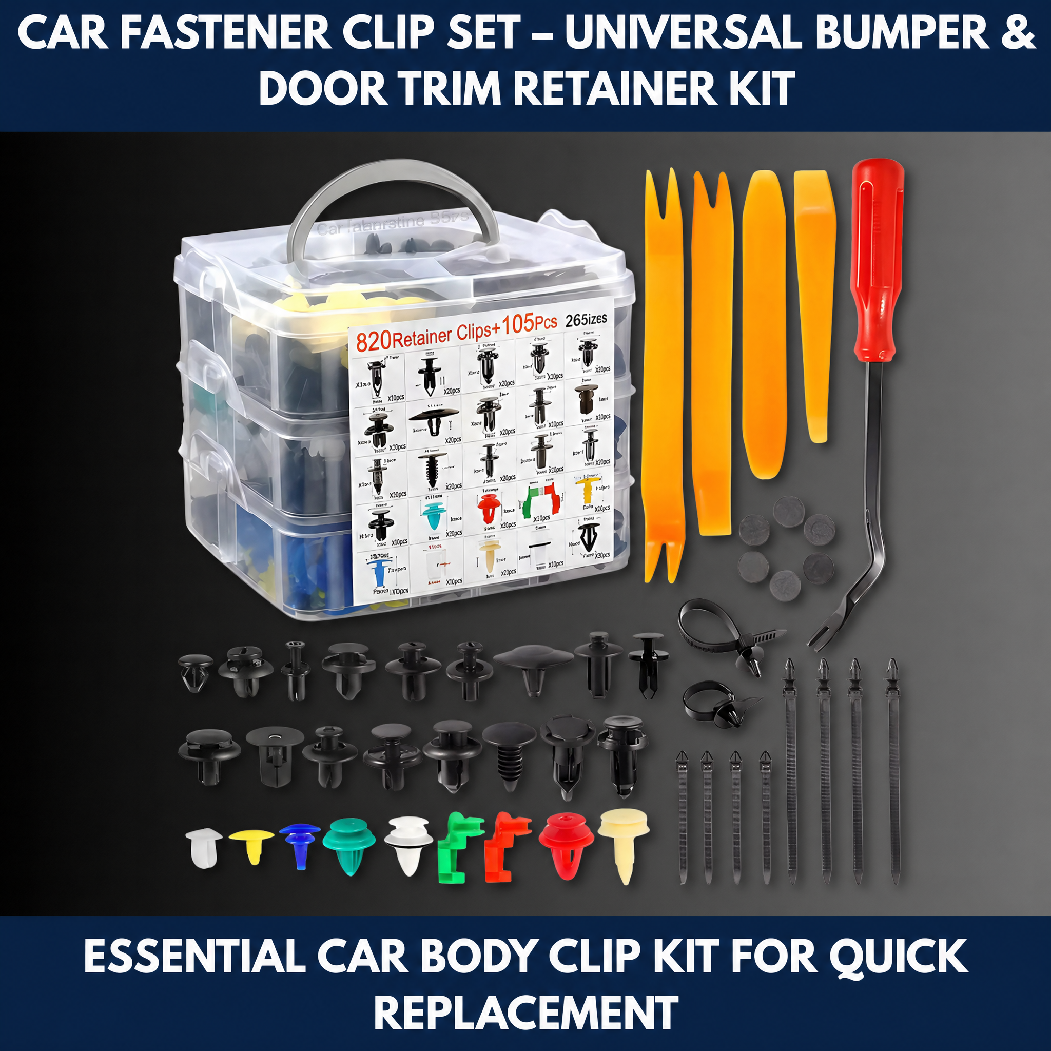 Car Fastener Clip Set – Universal Bumper & Door Trim Retainer Kit