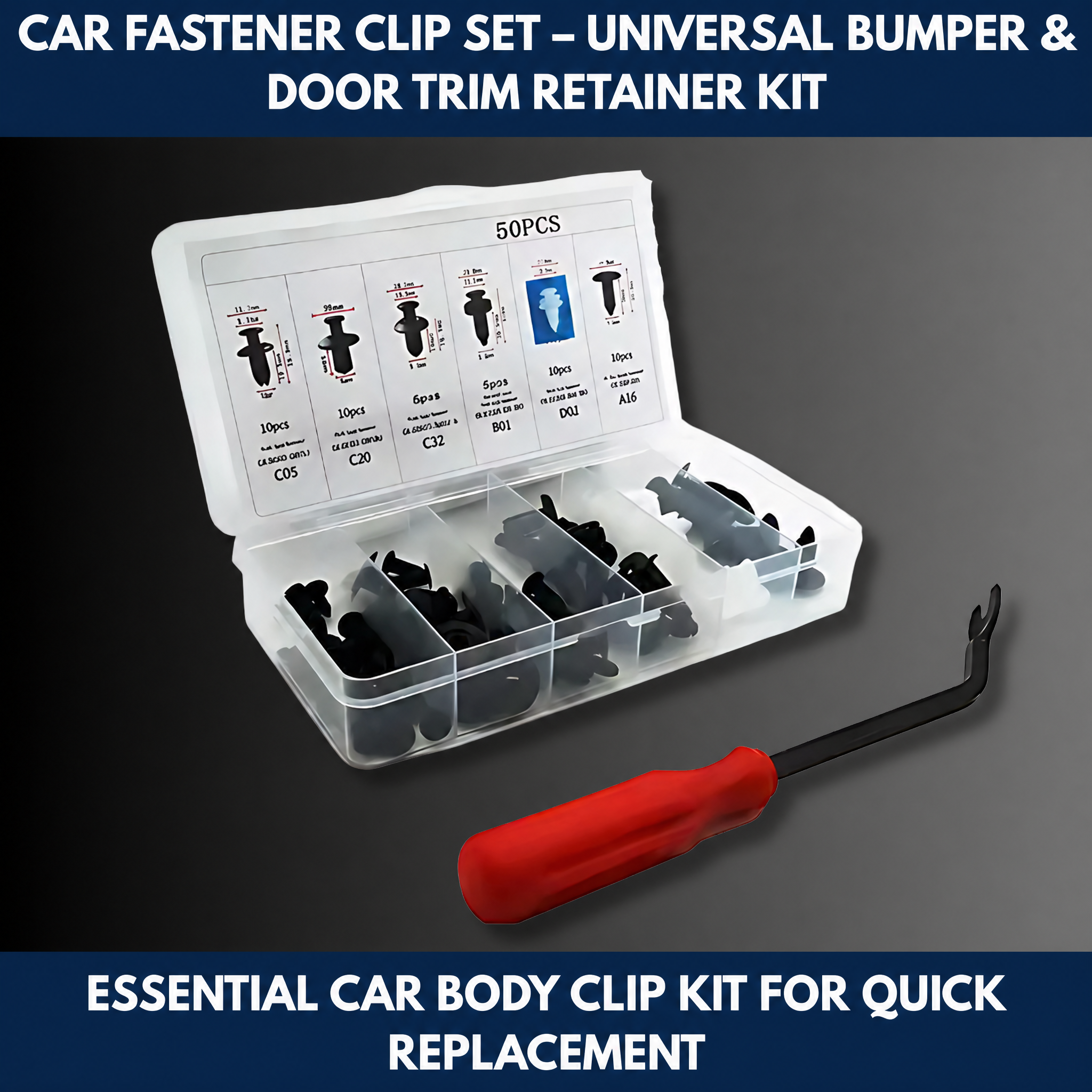 Car Fastener Clip Set – Universal Bumper & Door Trim Retainer Kit