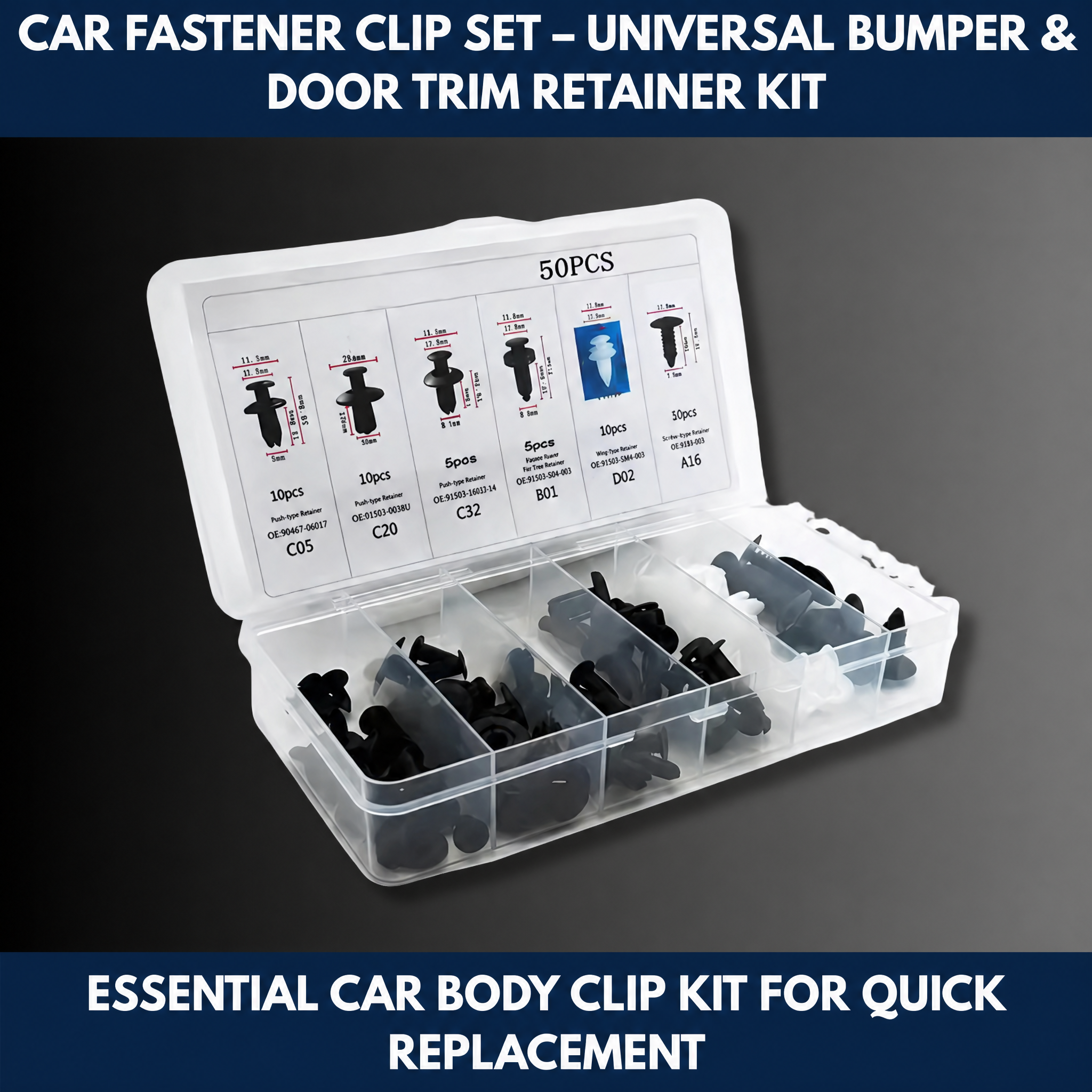 Car Fastener Clip Set – Universal Bumper & Door Trim Retainer Kit