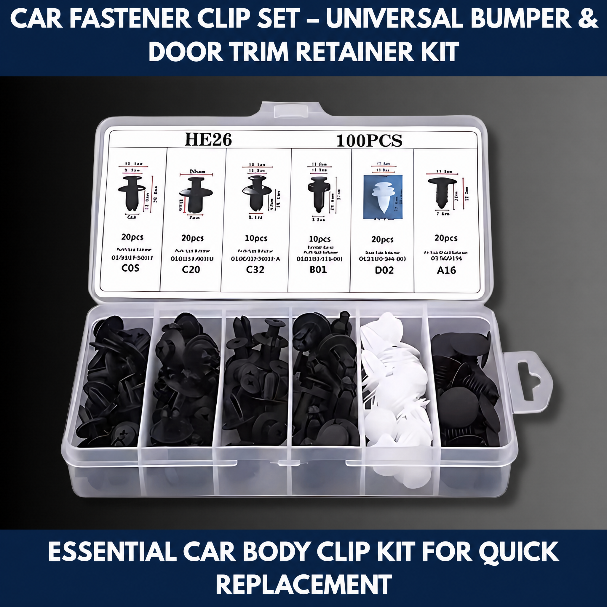 Car Fastener Clip Set – Universal Bumper & Door Trim Retainer Kit