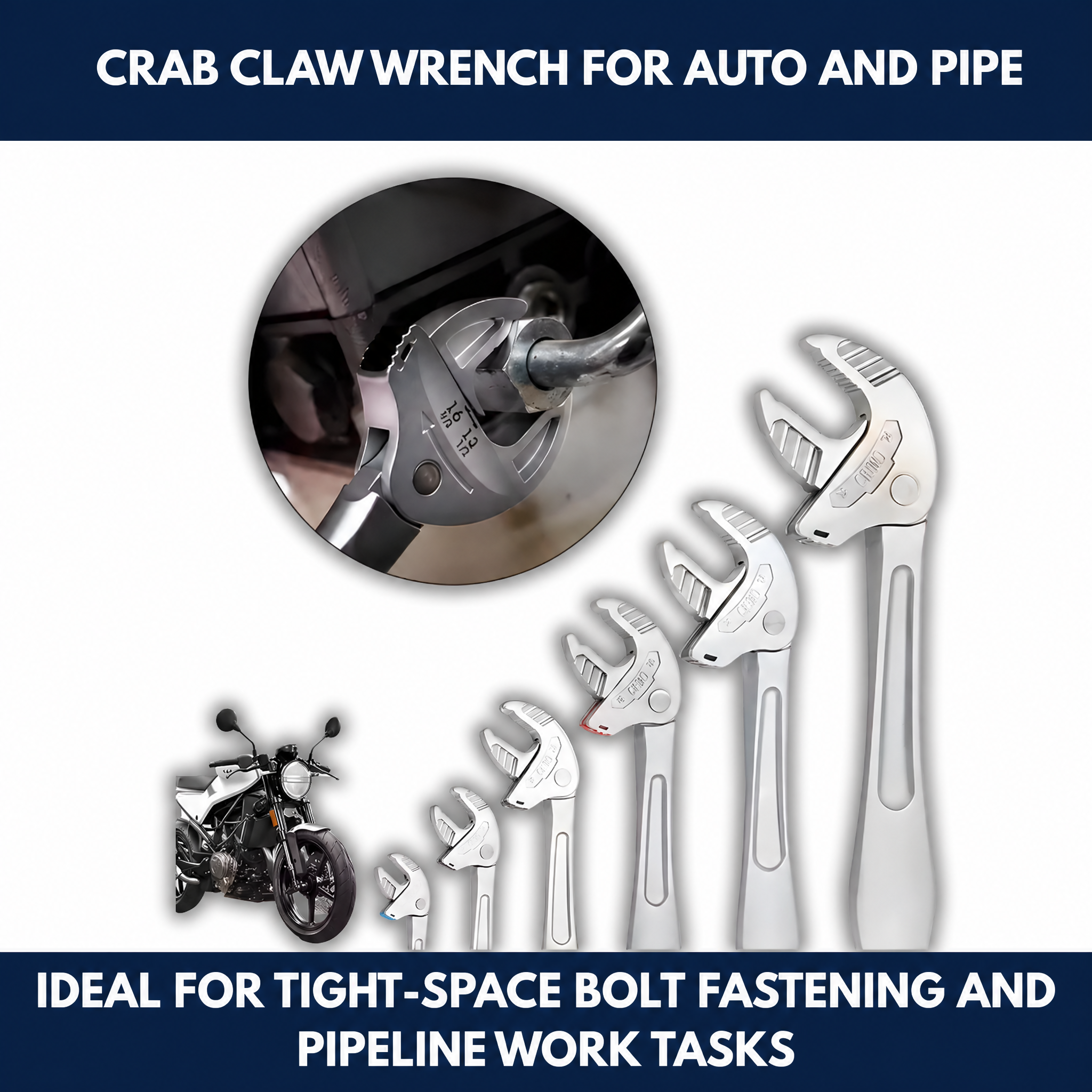 Crab Claw Wrench for Auto and Pipe