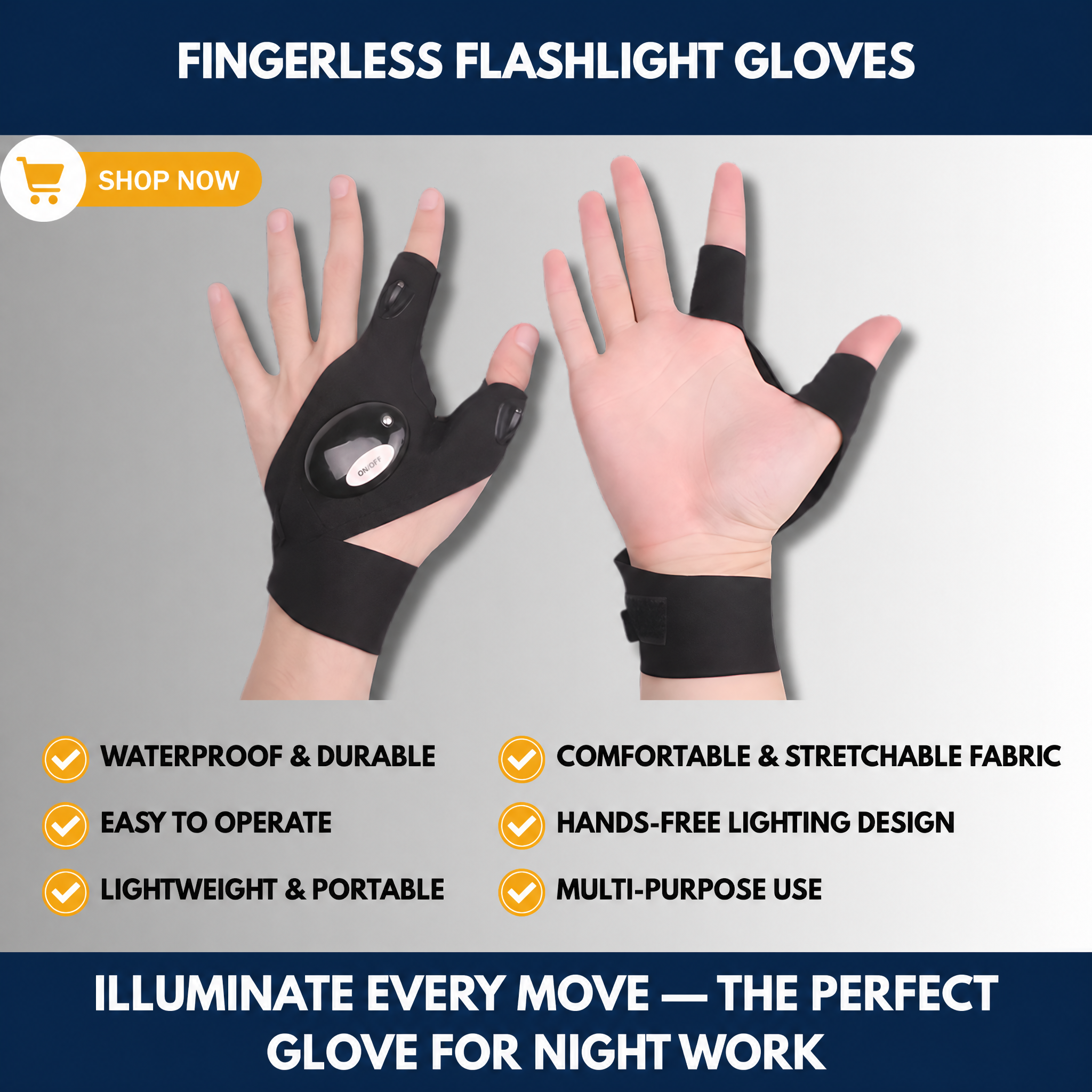 Fingerless Flashlight Gloves