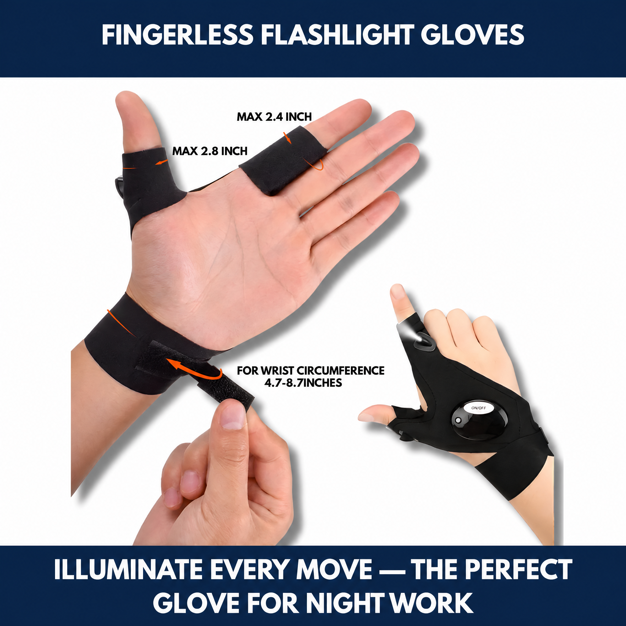 Fingerless Flashlight Gloves