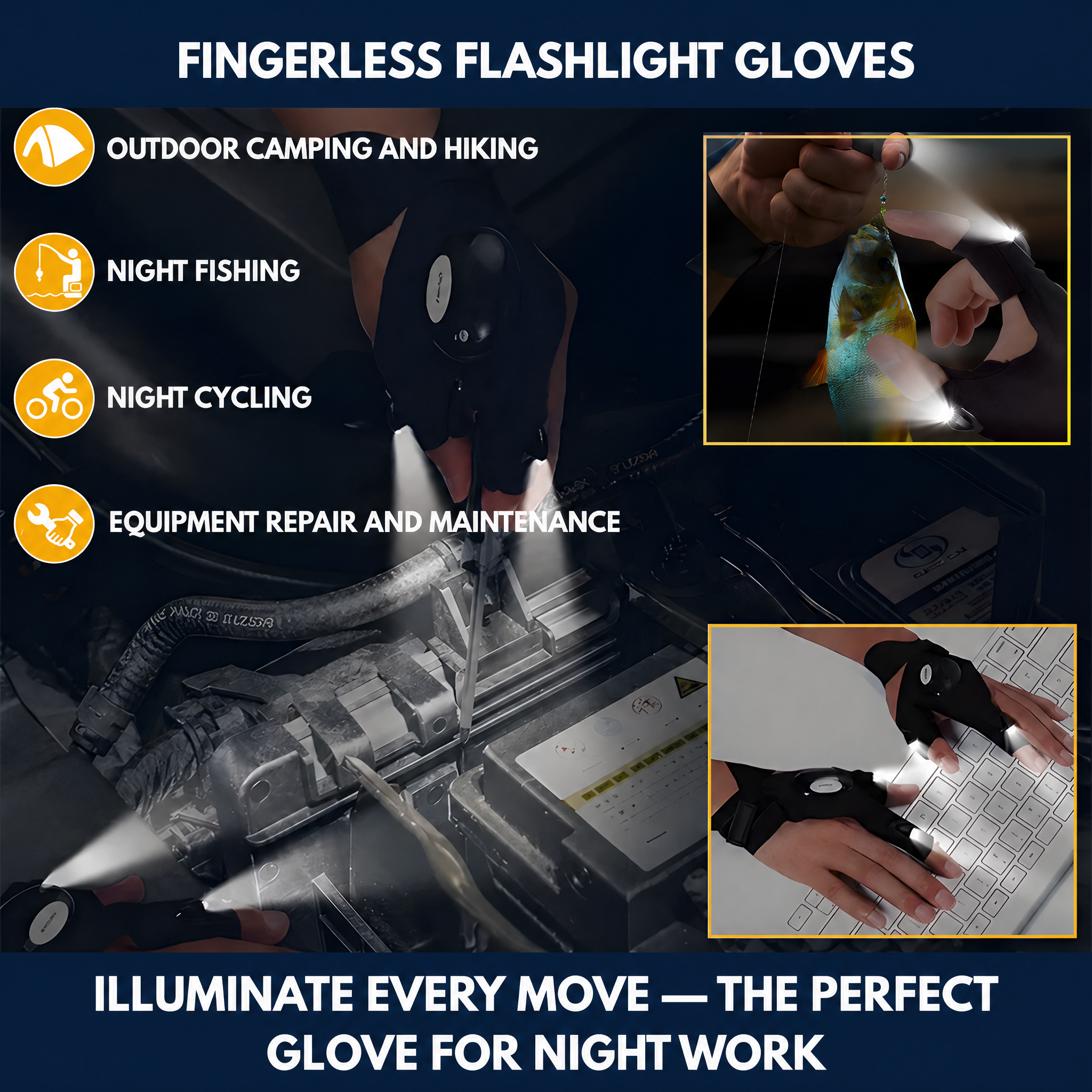 Fingerless Flashlight Gloves