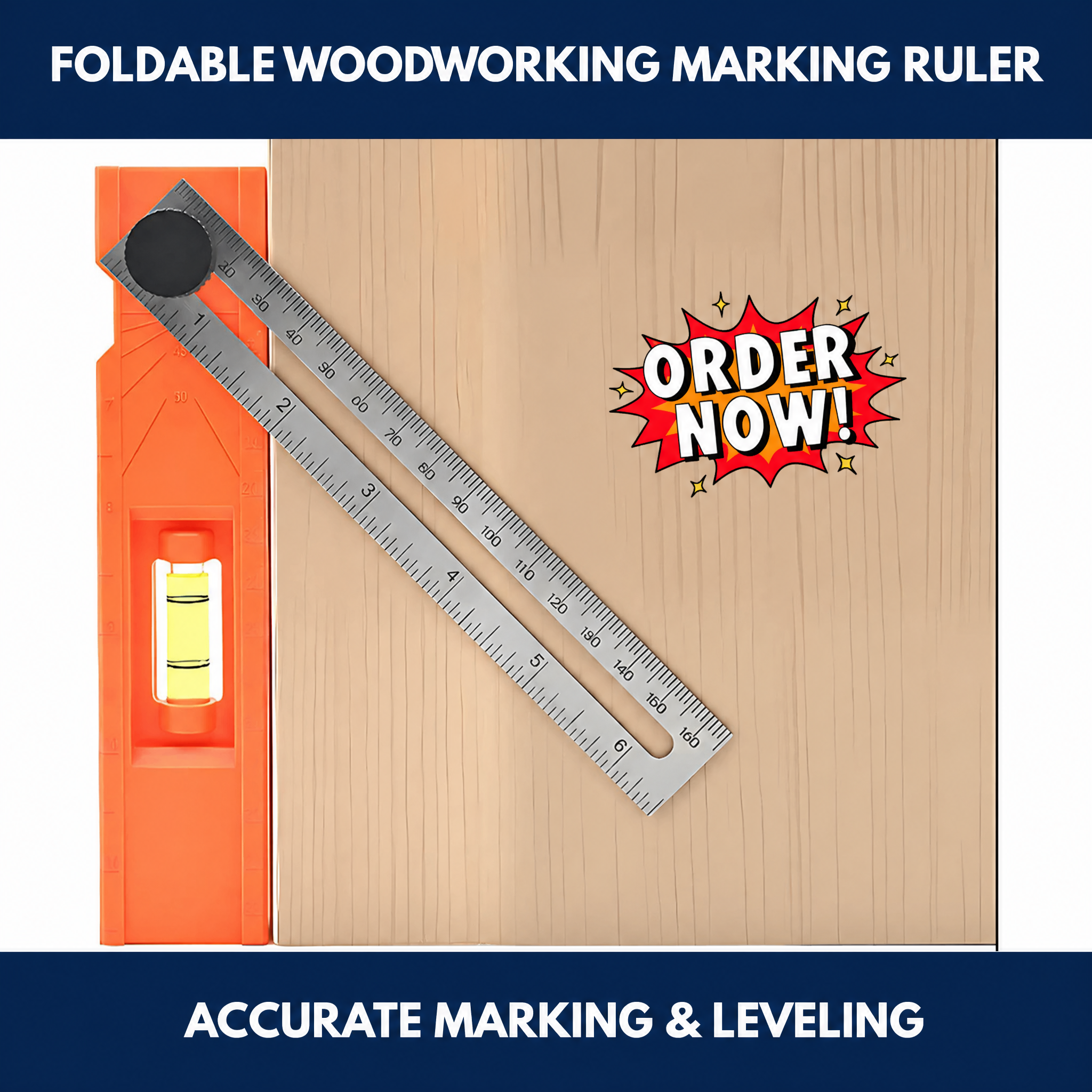 Foldable Woodworking Marking Ruler – Multifunction Measuring Tool