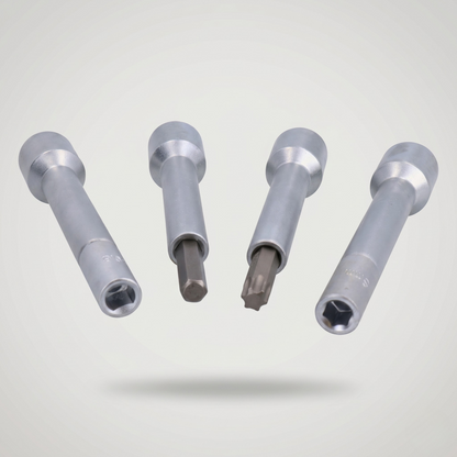 Go-through deep sockets 16 to 24mm for shock absorber strut nut removal