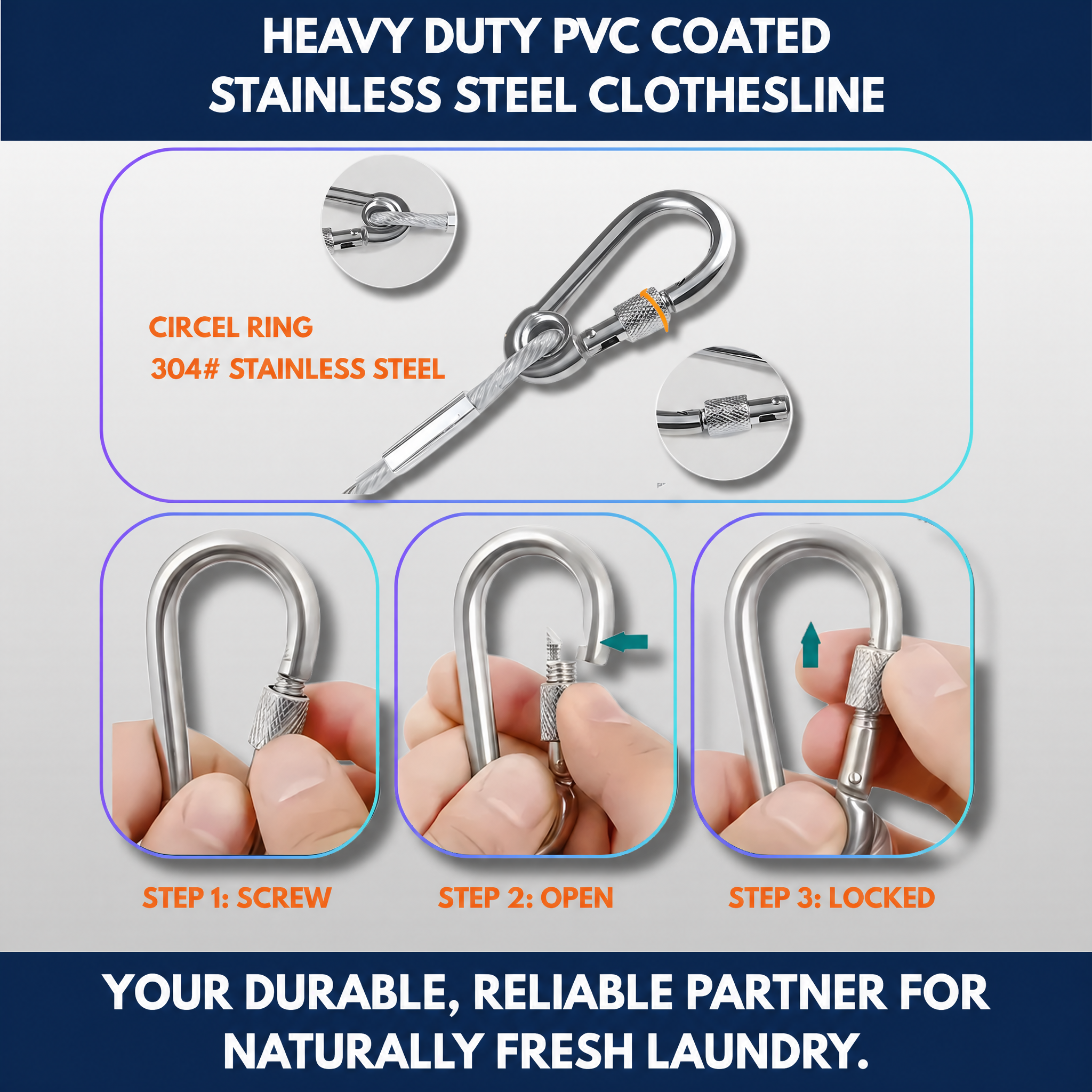 Heavy Duty PVC Coated Stainless Steel Clothesline