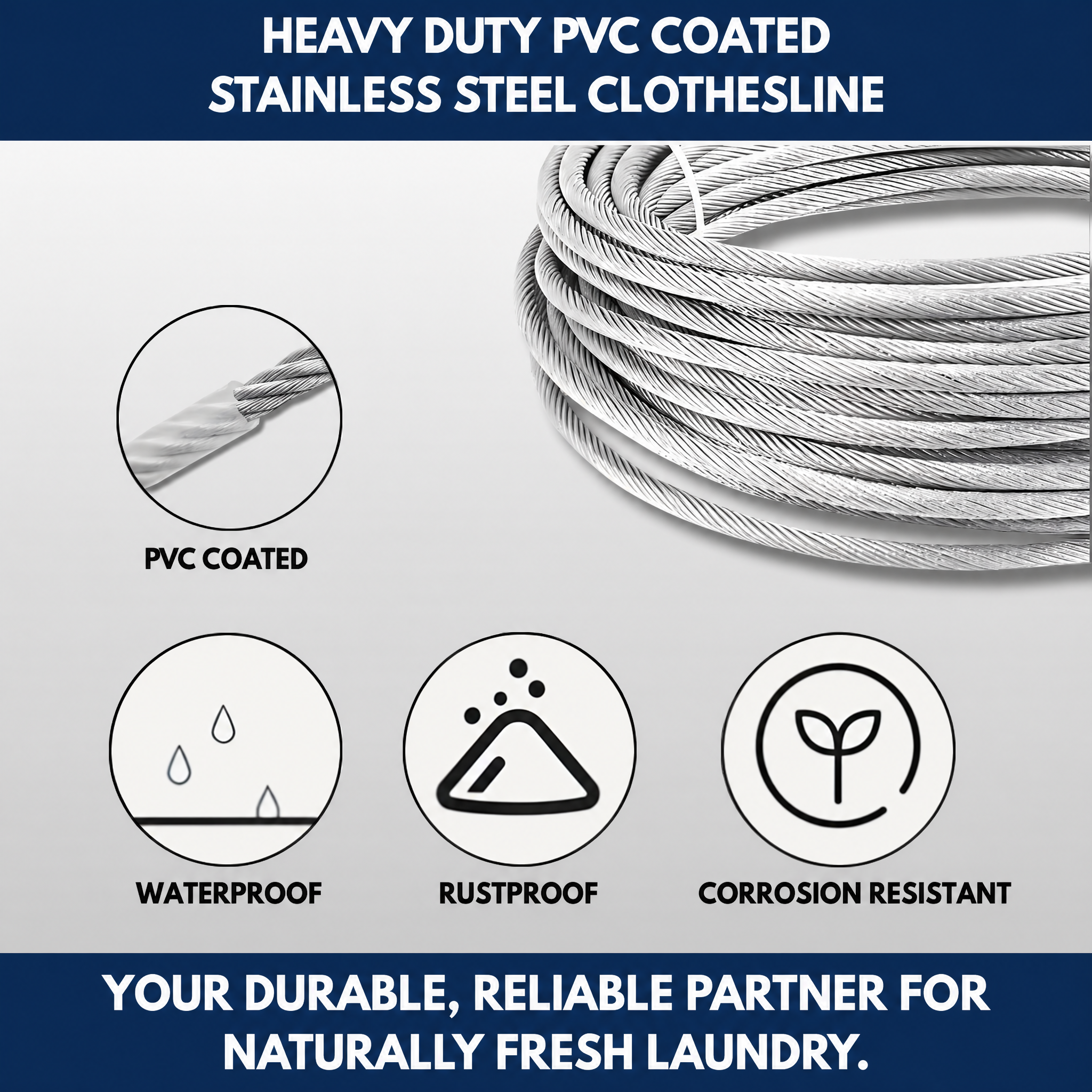Heavy Duty PVC Coated Stainless Steel Clothesline