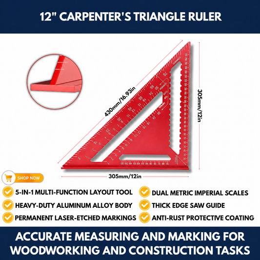 12" High Precision Carpenter's Triangle Ruler
