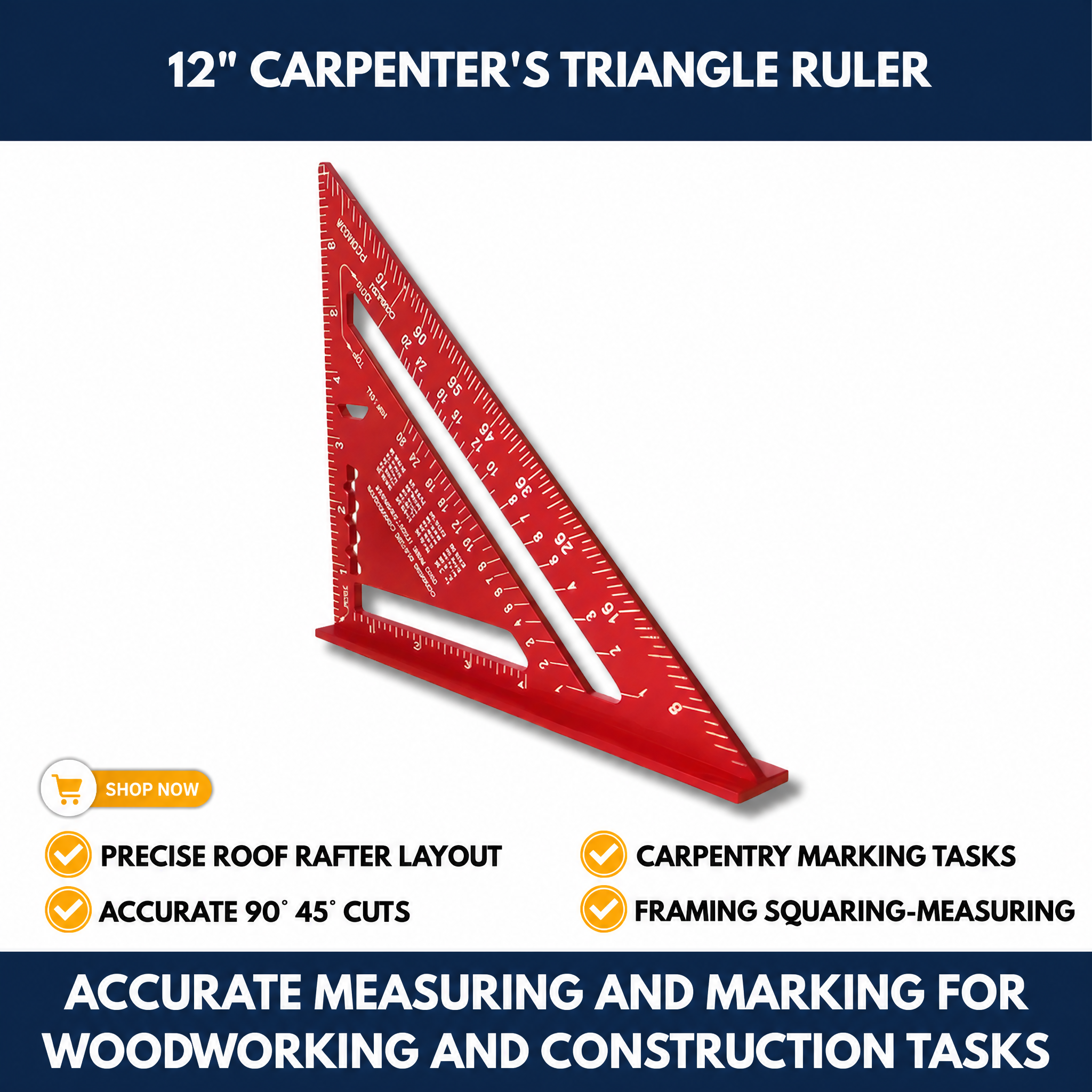 12" High Precision Carpenter's Triangle Ruler