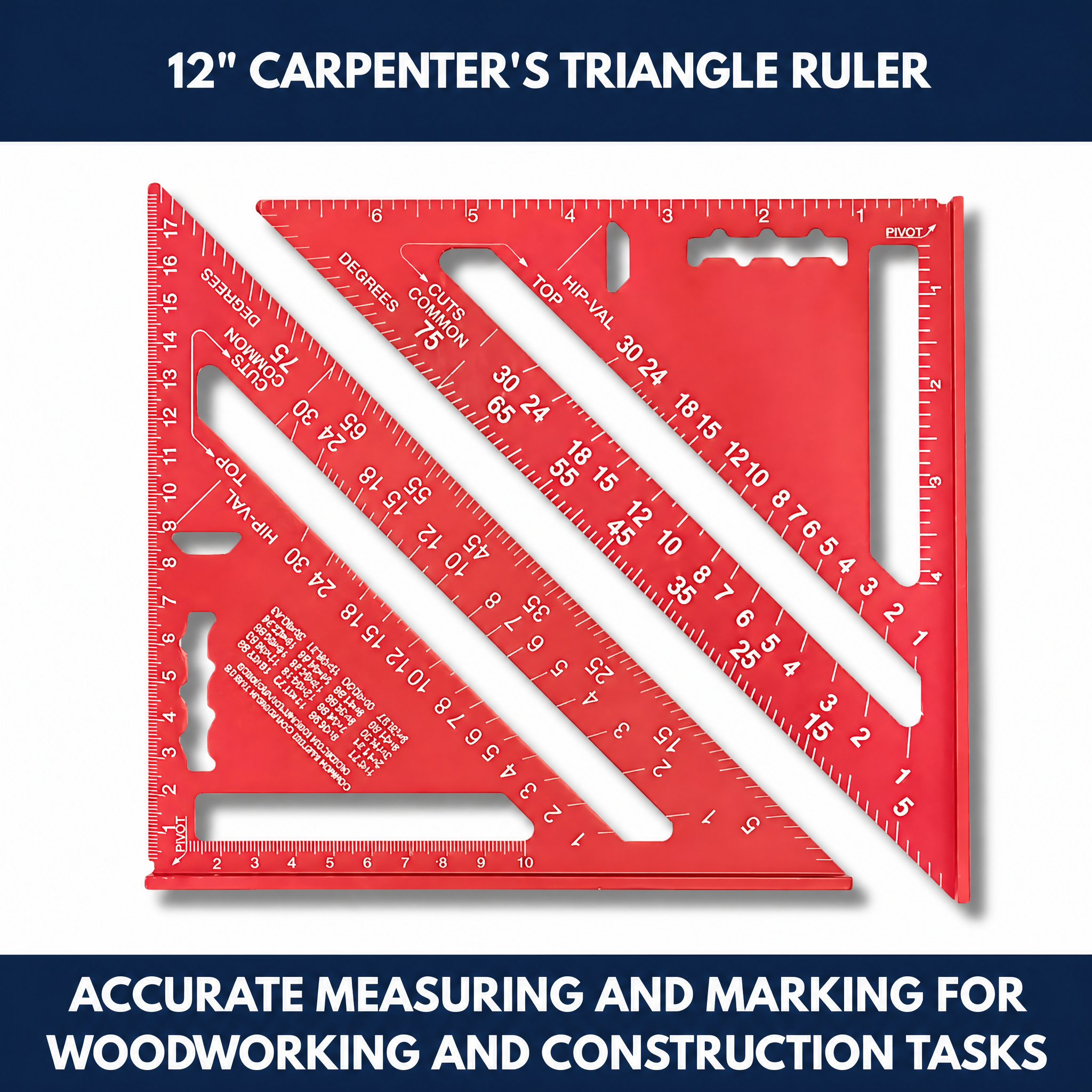 12" High Precision Carpenter's Triangle Ruler