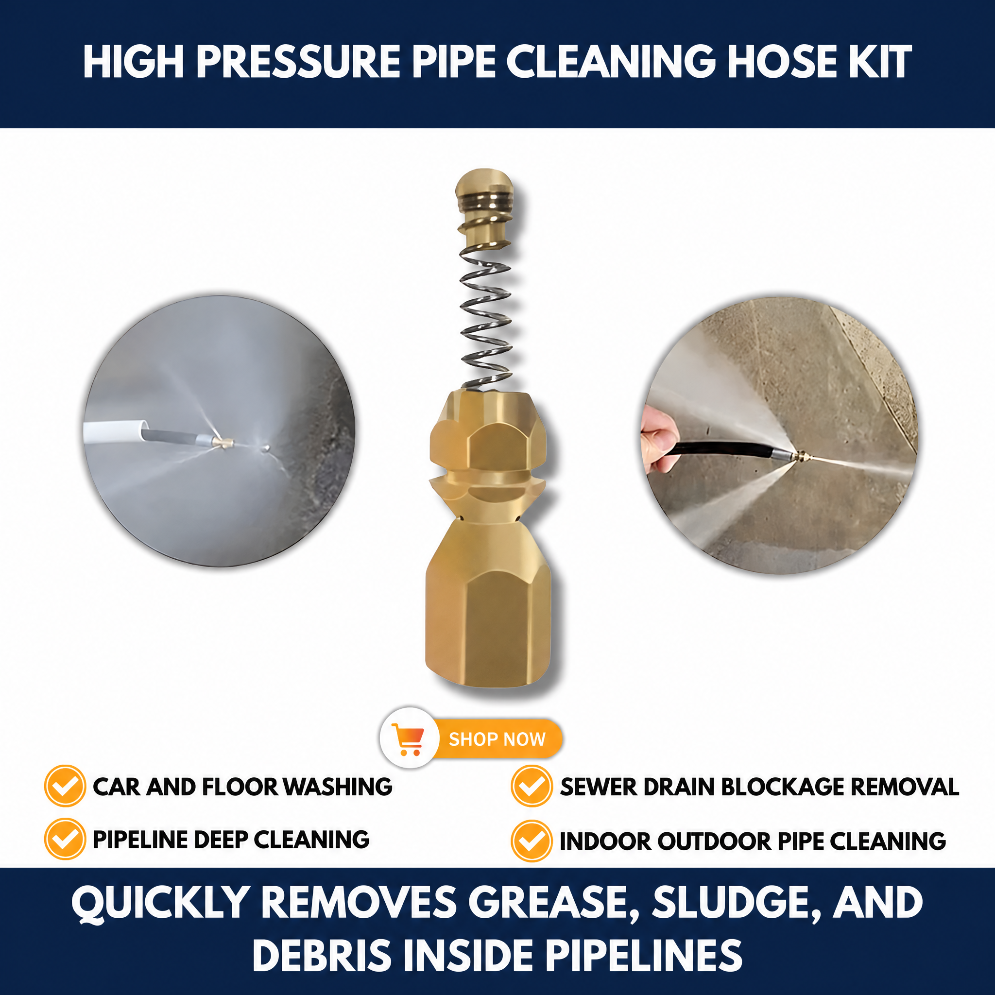 High Pressure Pipe Cleaning Hose Kit