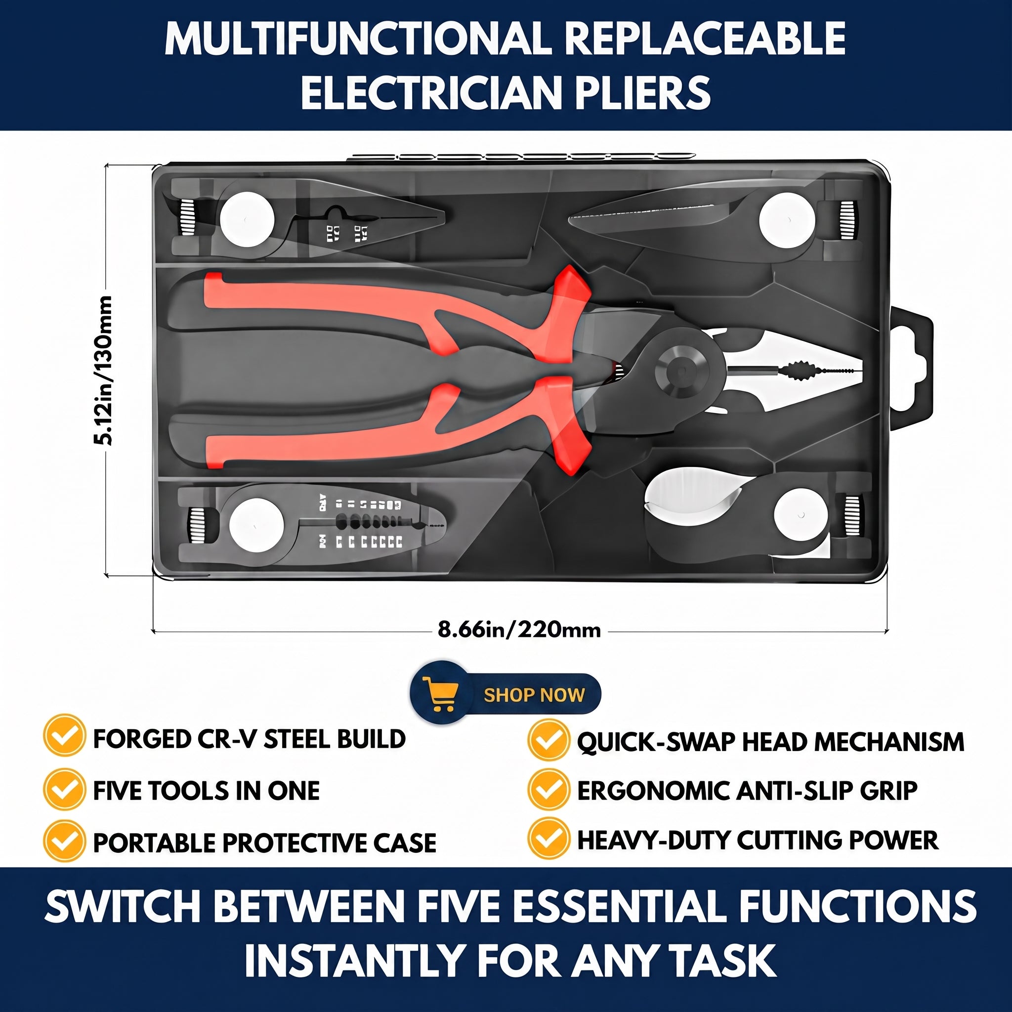 Multifunctional Replaceable Electrician Pliers — QMT