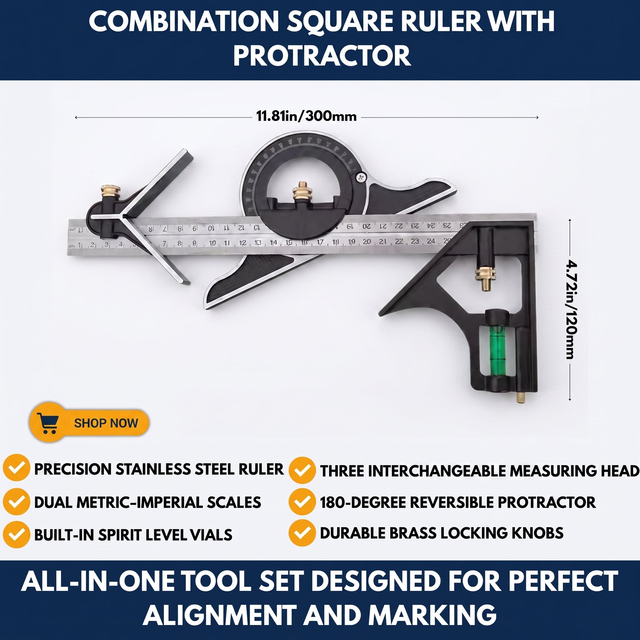 Combination Square Ruler With Protractor — QMT