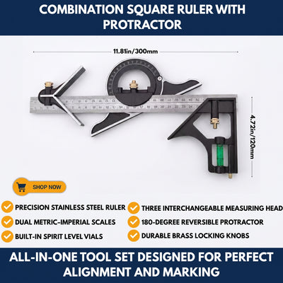 Combination Square Ruler With Protractor