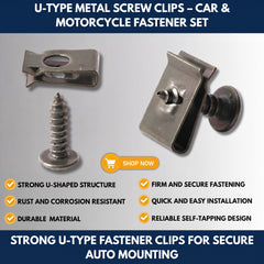 U-Type Metal Screw Clips – Car & Motorcycle Fastener Set view 1