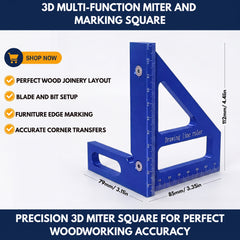 Precision Aluminum Alloy Miter Triangle Ruler – 3D Multifunction Woodworking Square view 1