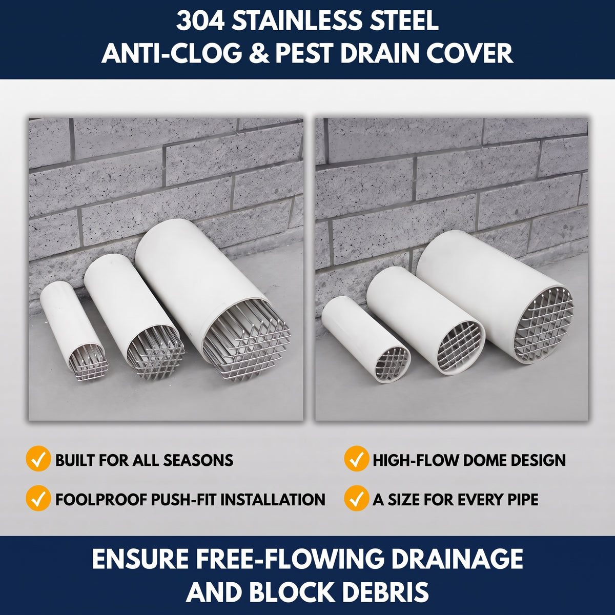 304 Stainless Steel Anti-Clog & Pest Drain Cover