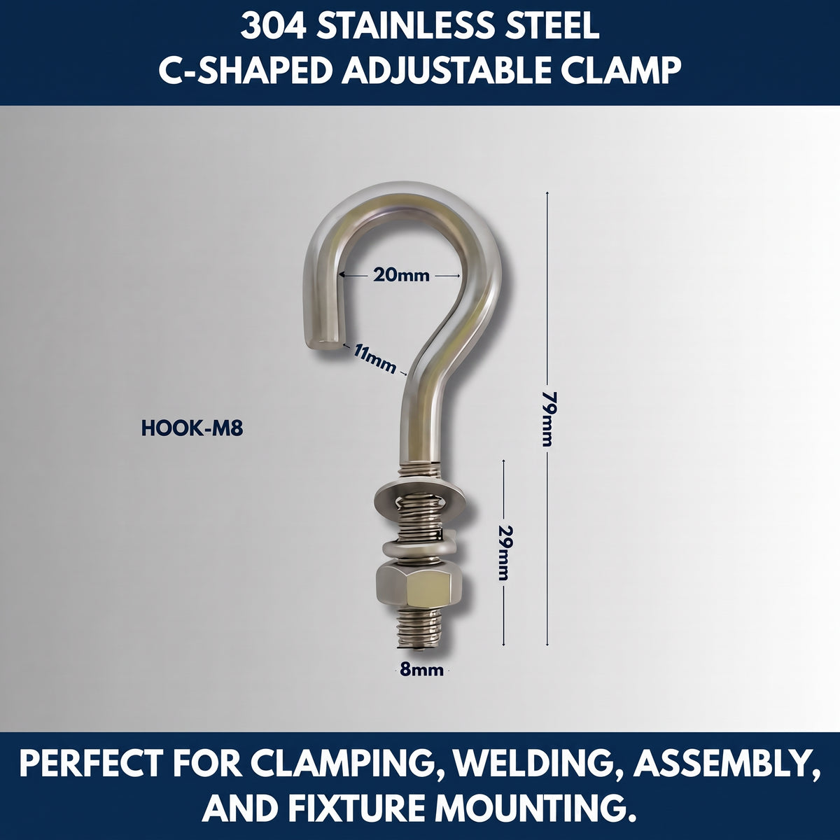 304 Stainless Steel C-Shaped Adjustable Clamp