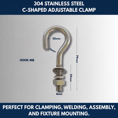 304 Stainless Steel C-Shaped Adjustable Clamp view 1