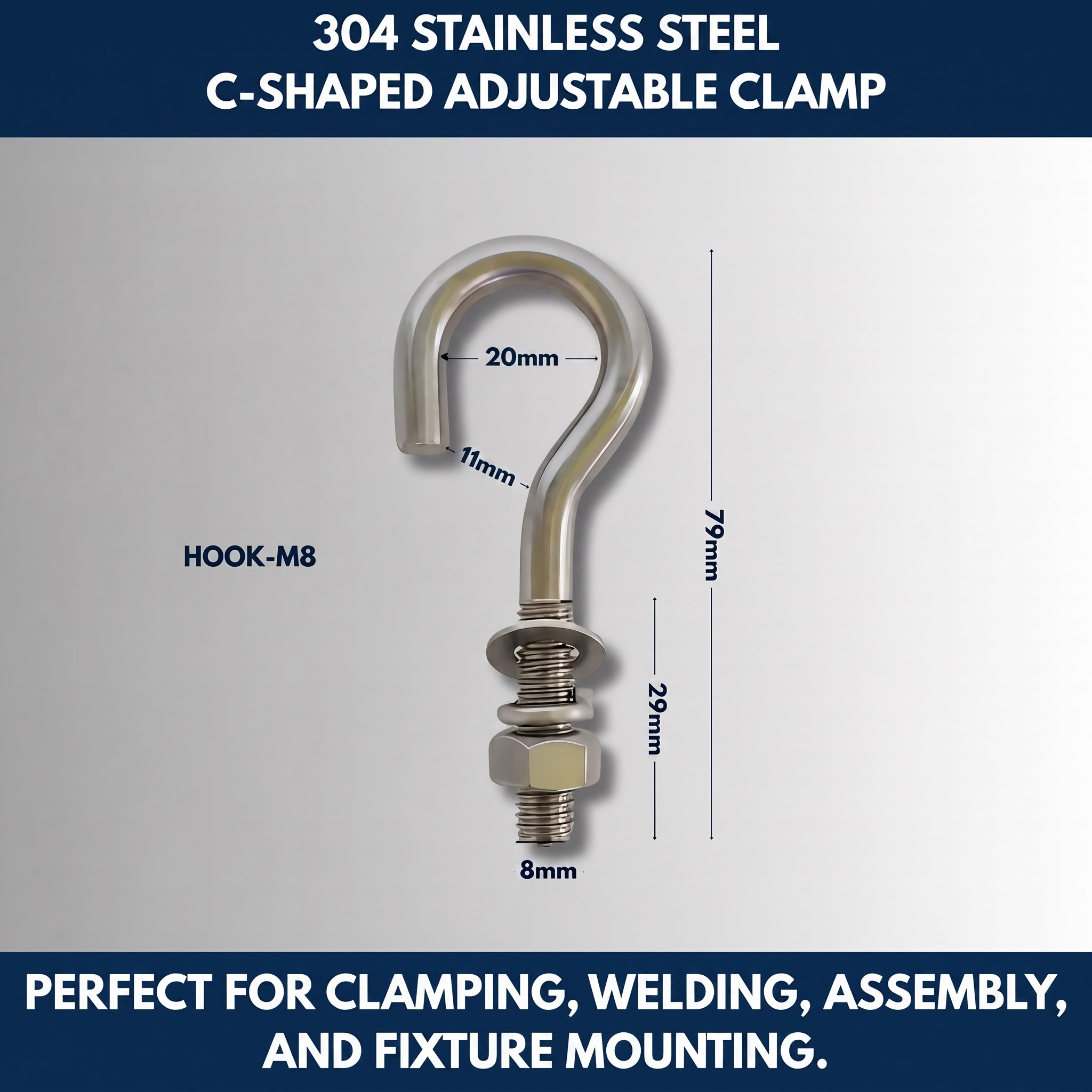 304 Stainless Steel C-Shaped Adjustable Clamp — QMT