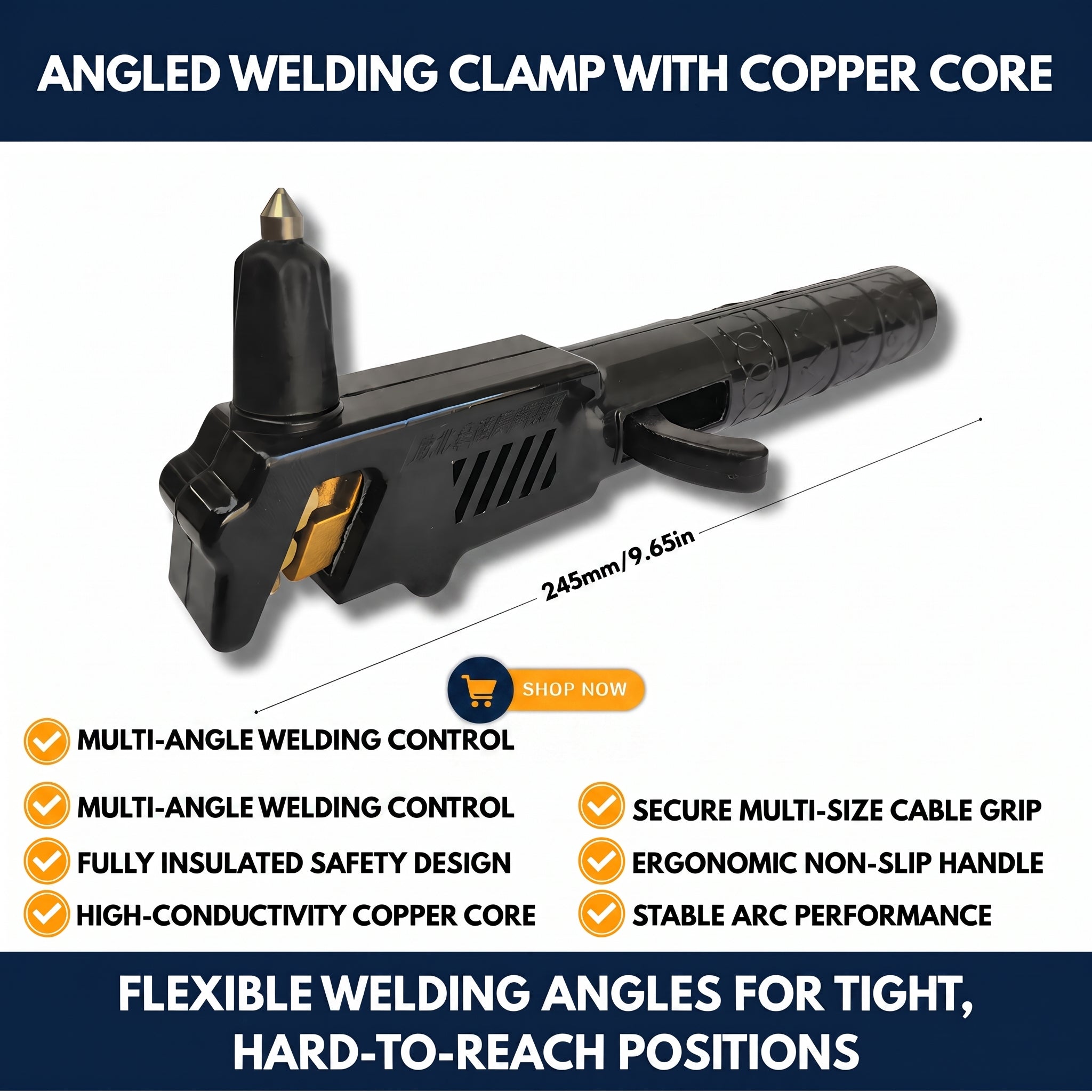Angled Welding Clamp with Copper Core — QMT
