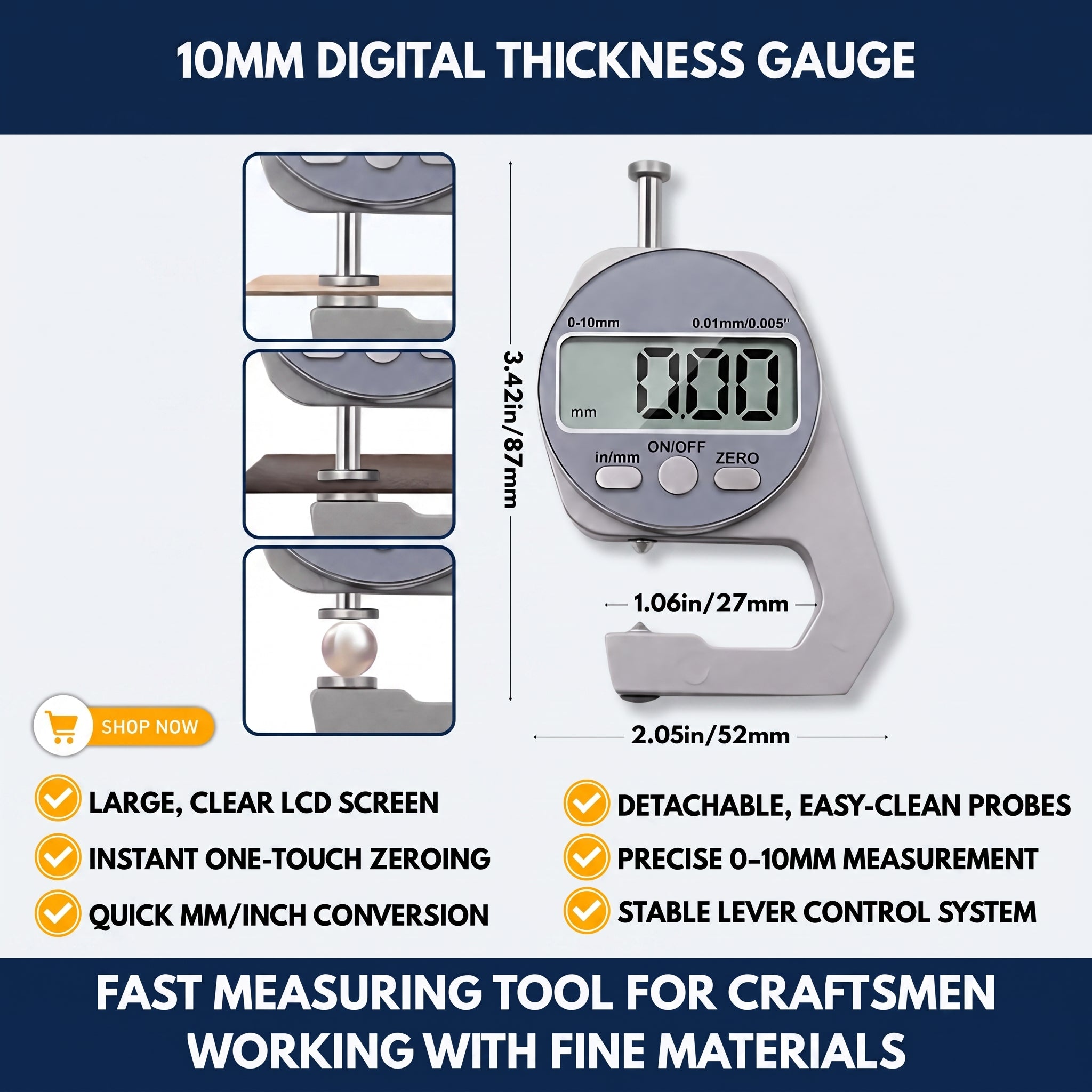 10mm Digital Thickness Gauge — QMT