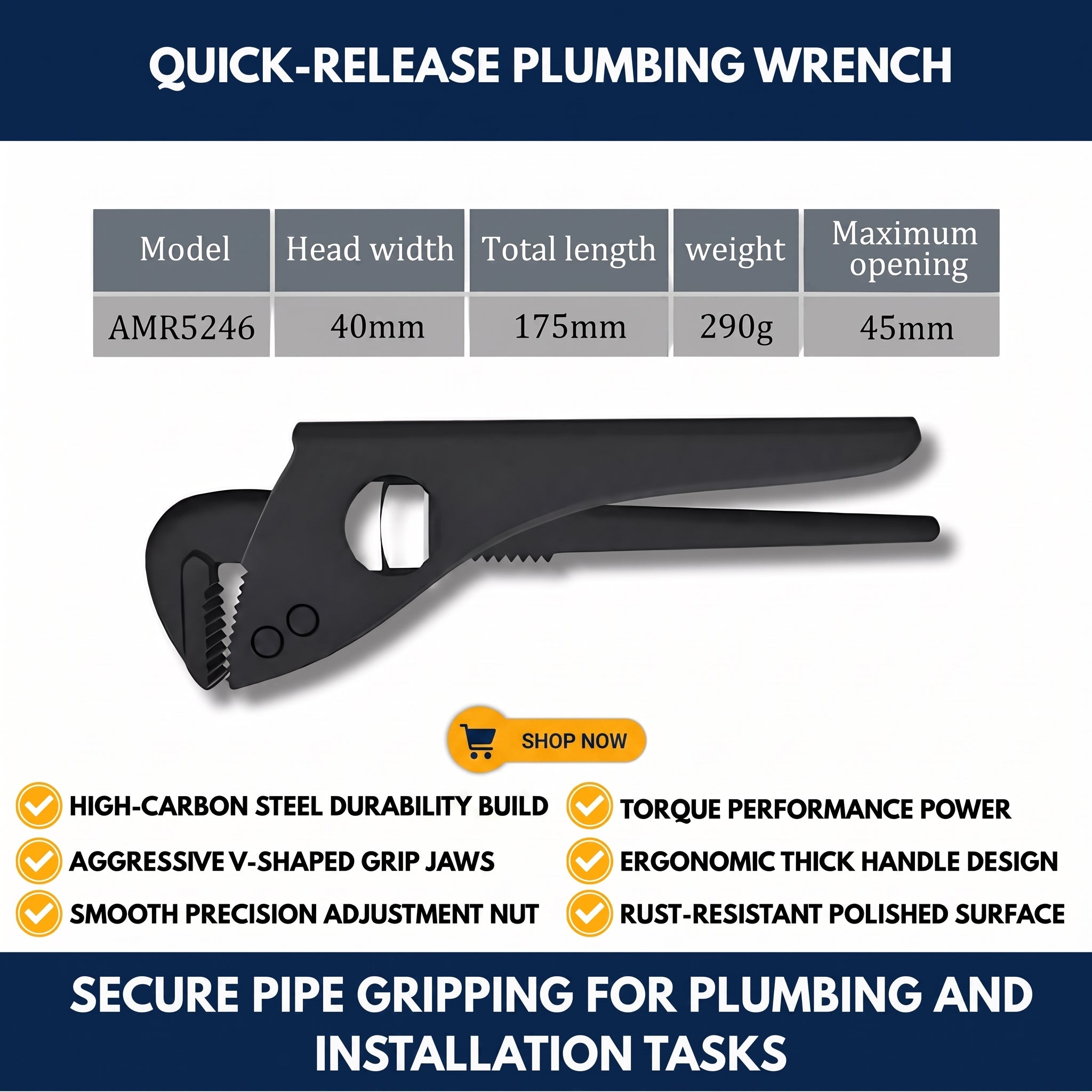 Quick-Release Plumbing Wrench — QMT