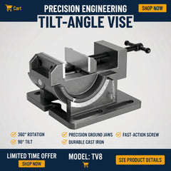 0-90° Tilting Angle Drill Press Vise — Heavy-Duty Cast Iron Bench Clamp with Precision Angle Scale view 1