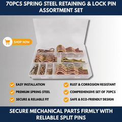 70PCS Spring Steel Retaining & Lock Pin Assortment Set view 1