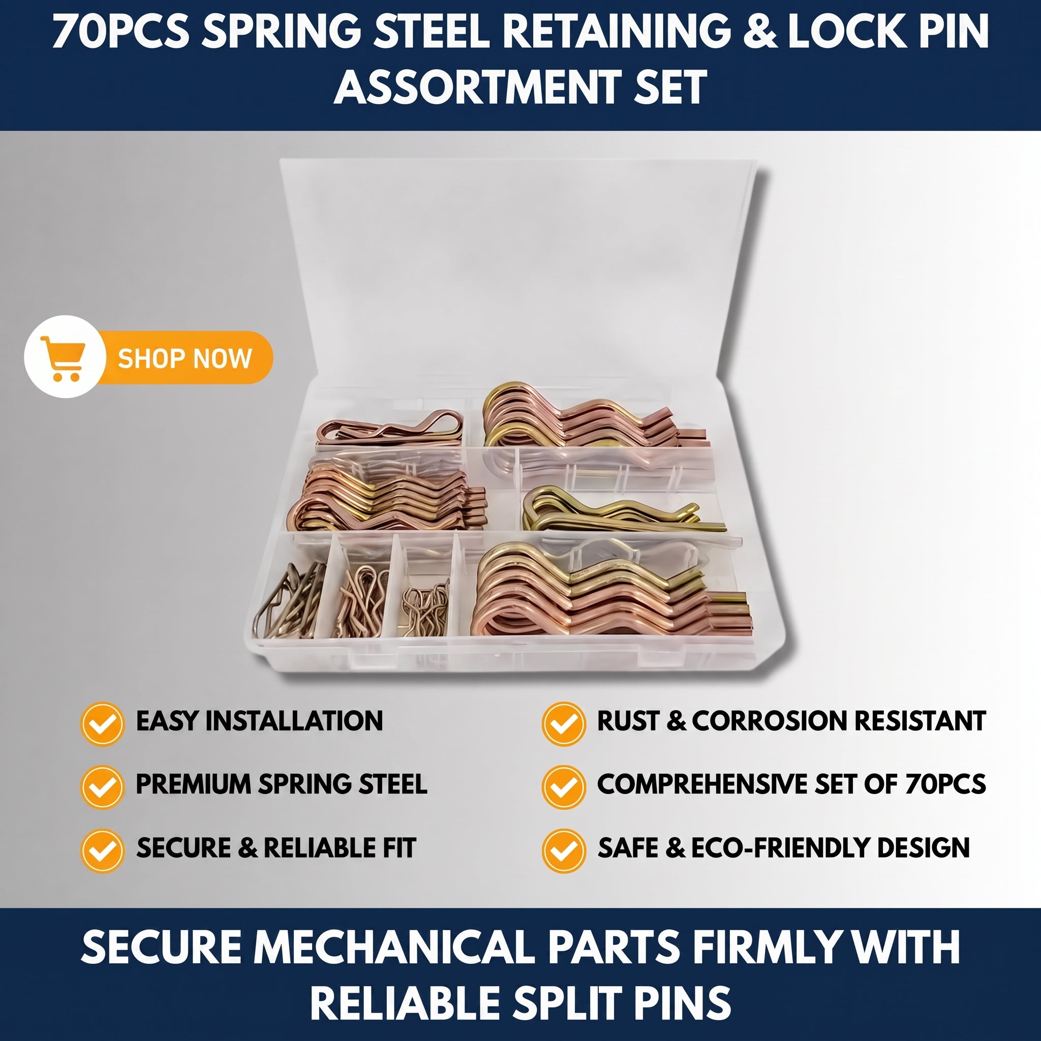 70PCS Spring Steel Retaining & Lock Pin Assortment Set — QMT