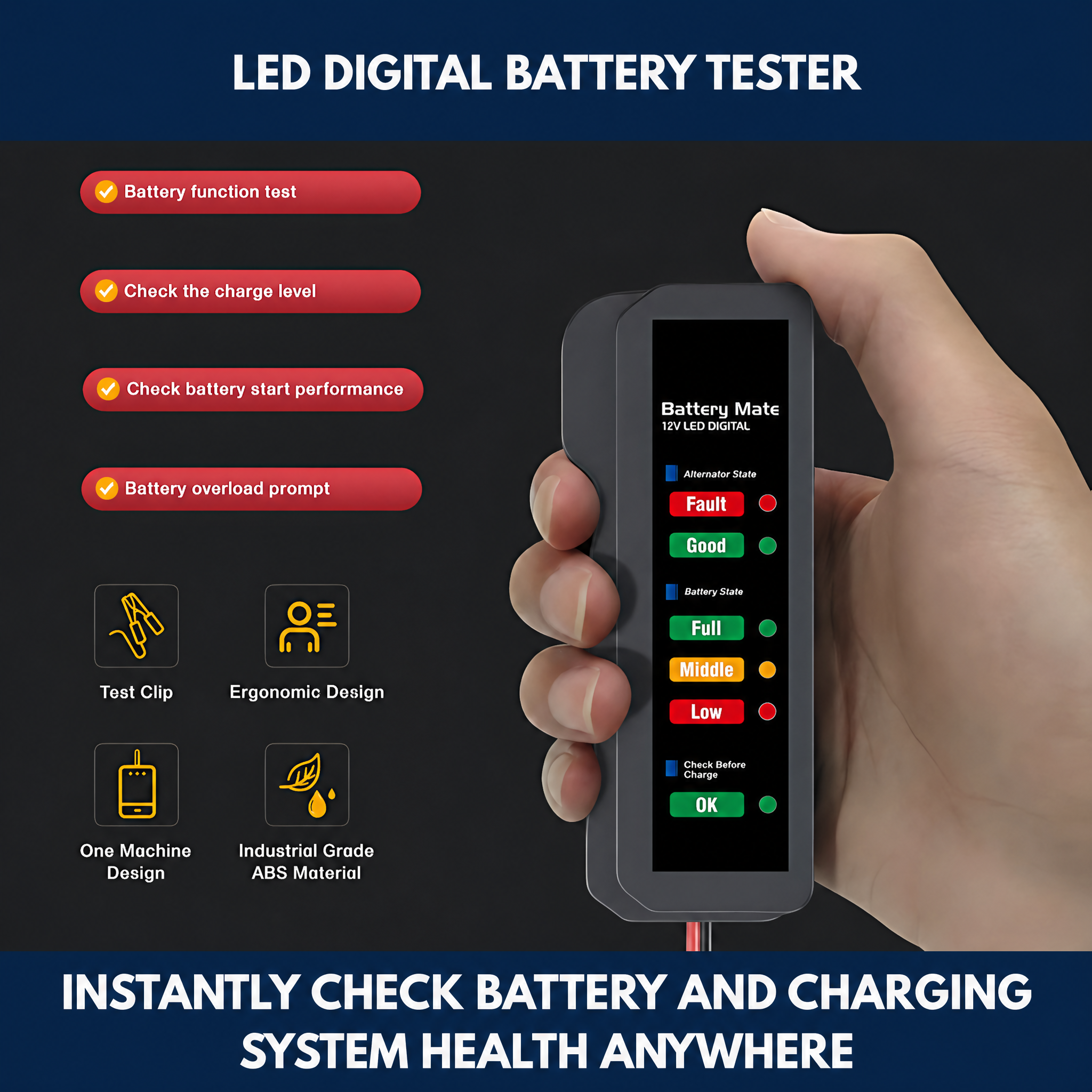 Led Digital Battery Tester