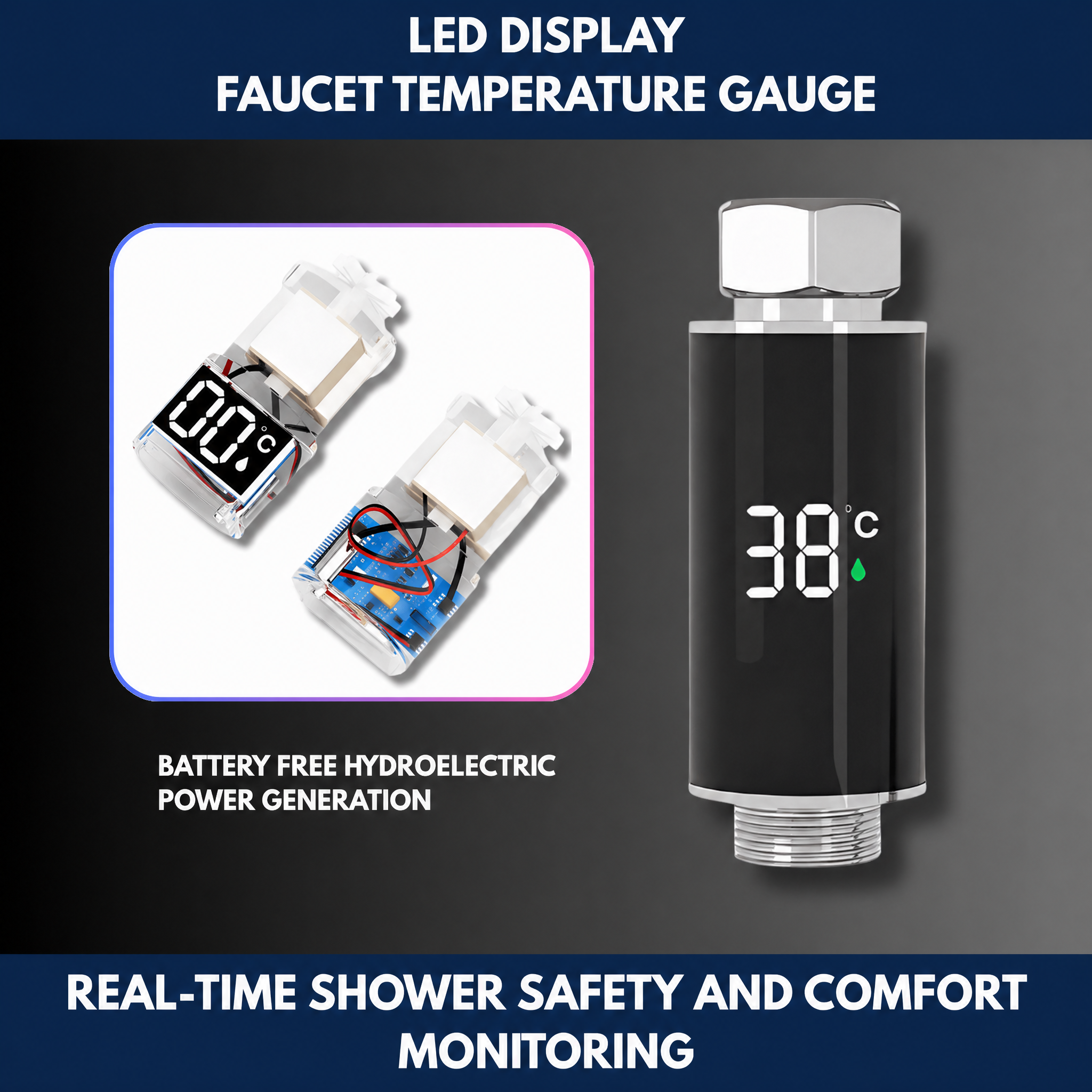 LED Display Faucet Temperature Gauge