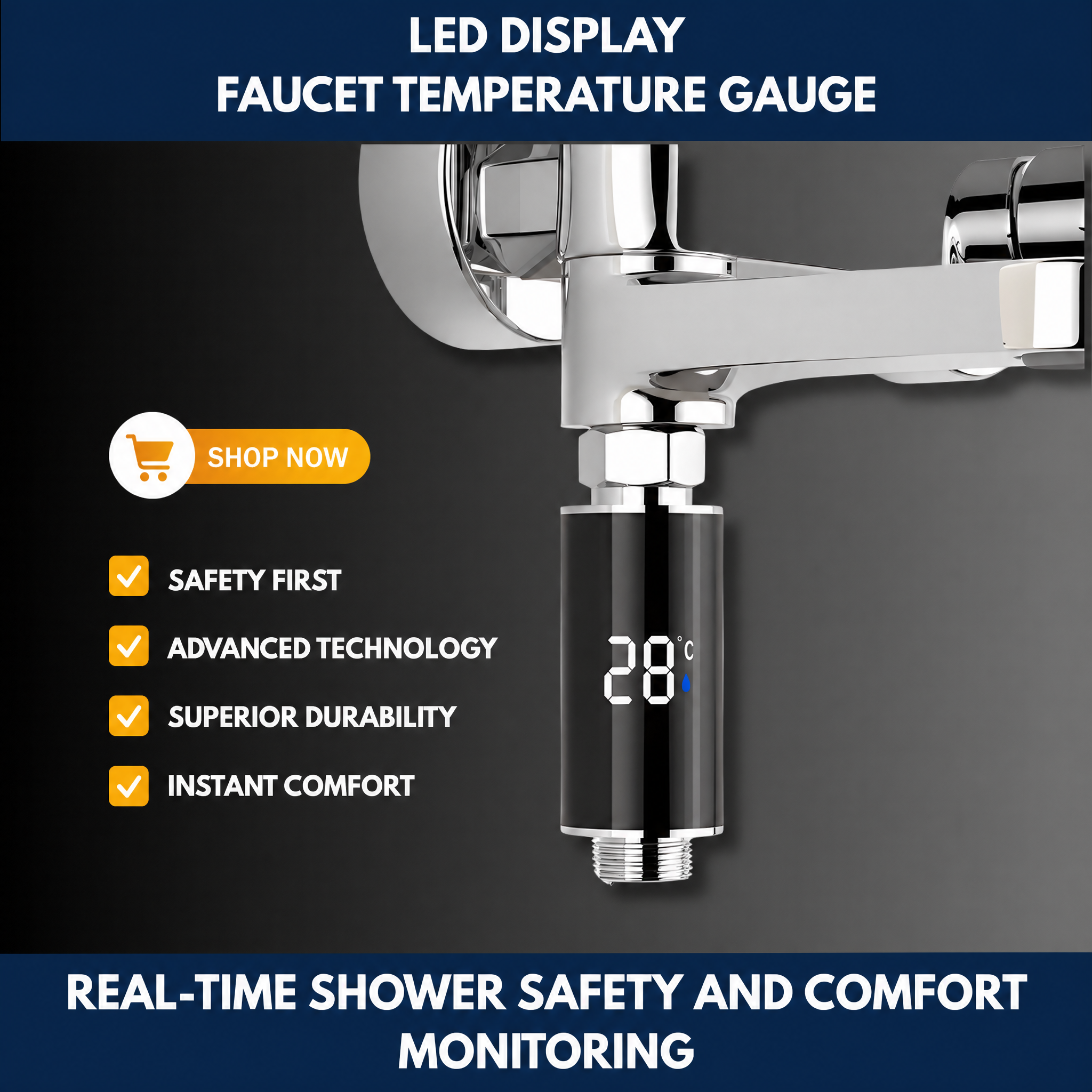 LED Display Faucet Temperature Gauge