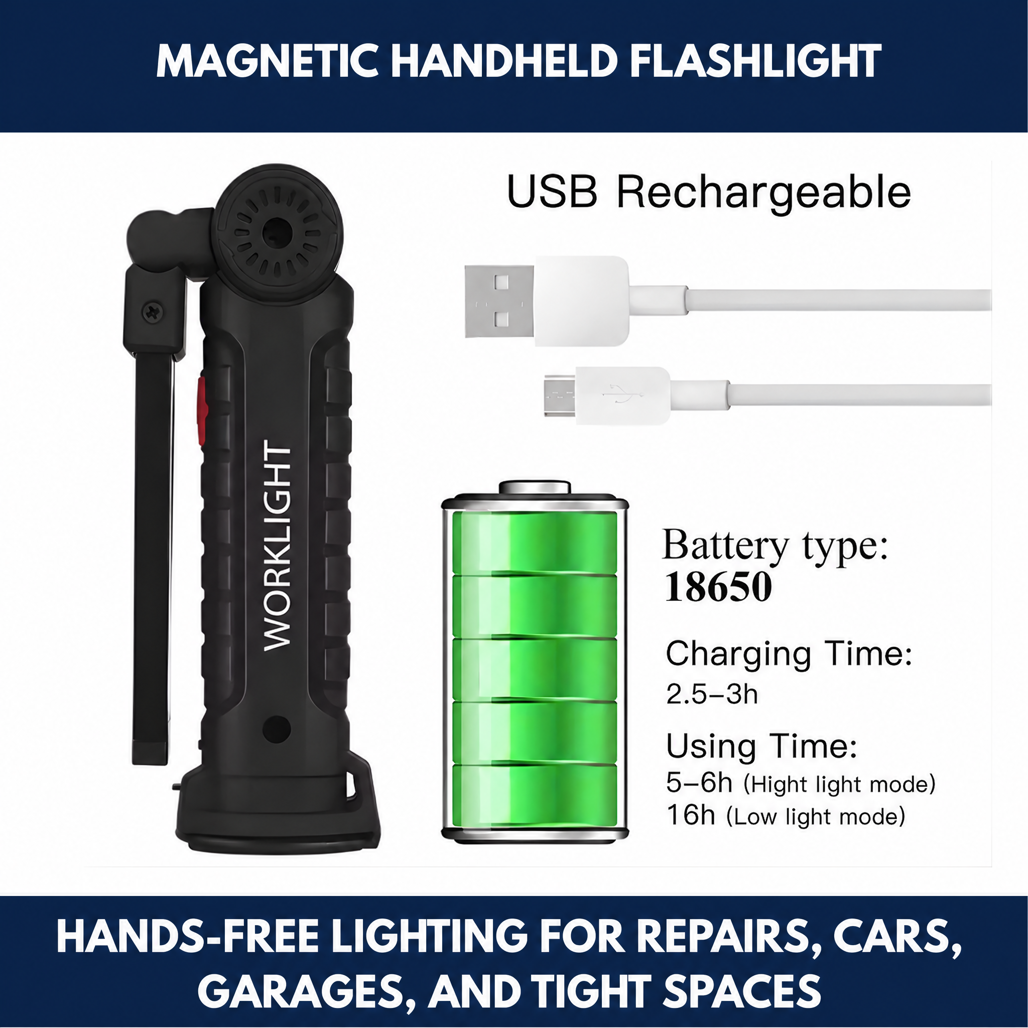 Magnetic Handheld Flashlight