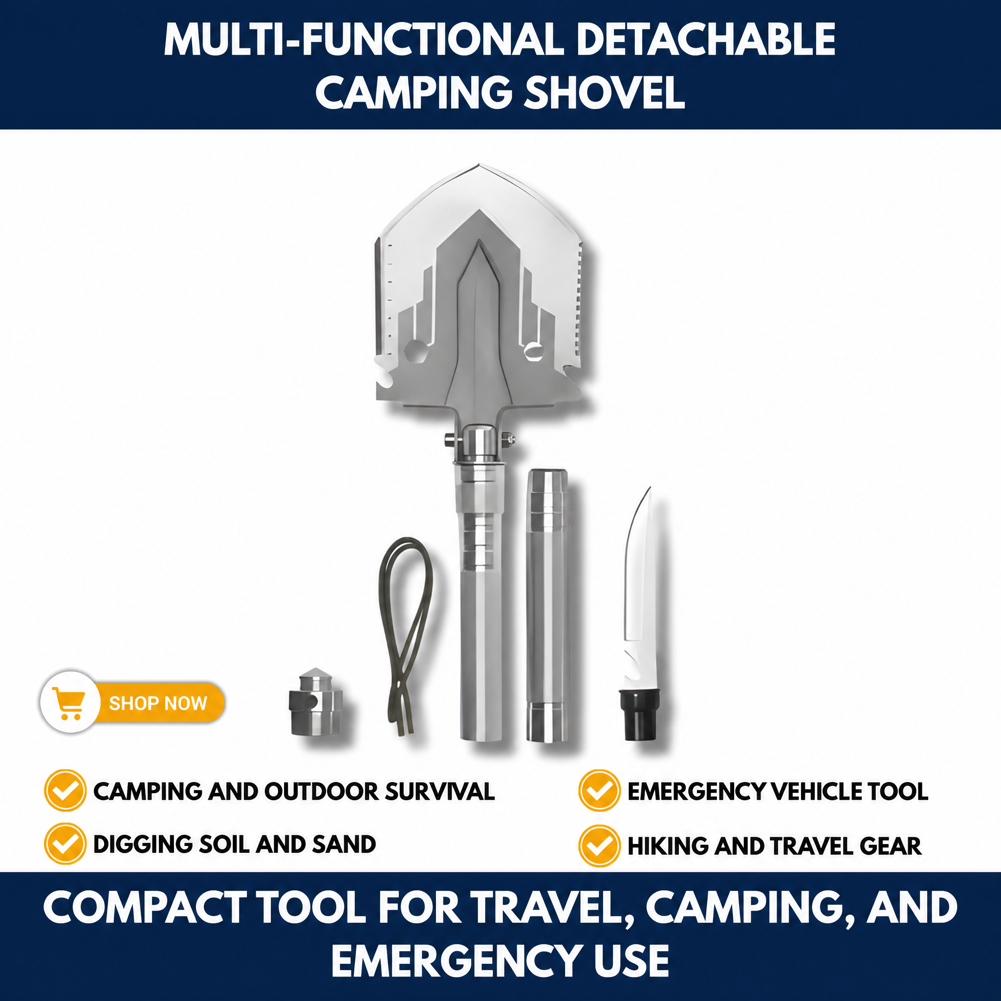 Multi-Functional Detachable Camping Shovel