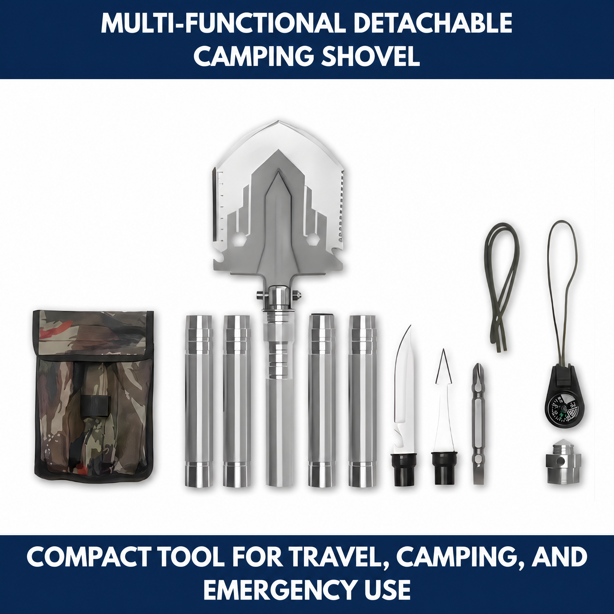 Multi-Functional Detachable Camping Shovel