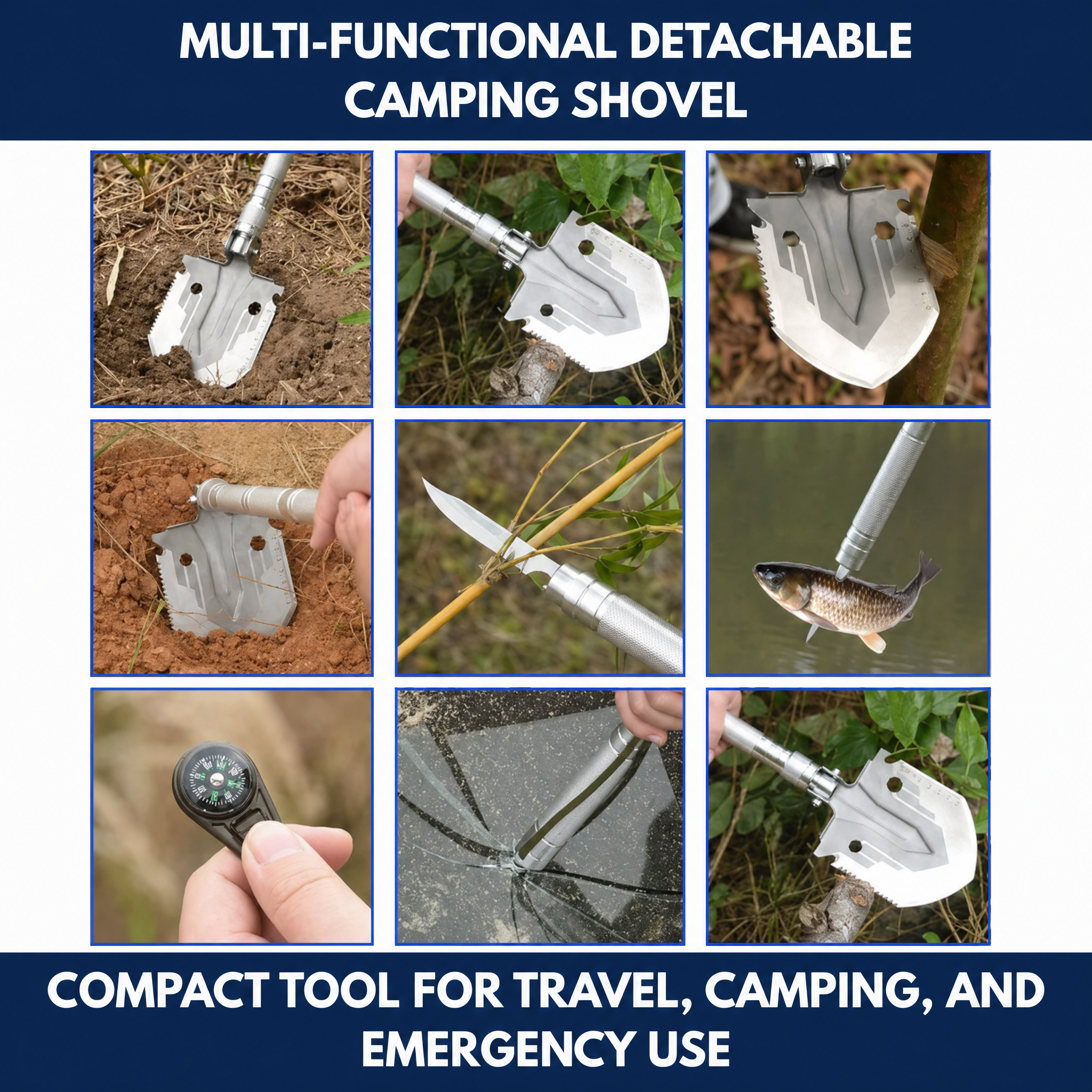 Multi-Functional Detachable Camping Shovel