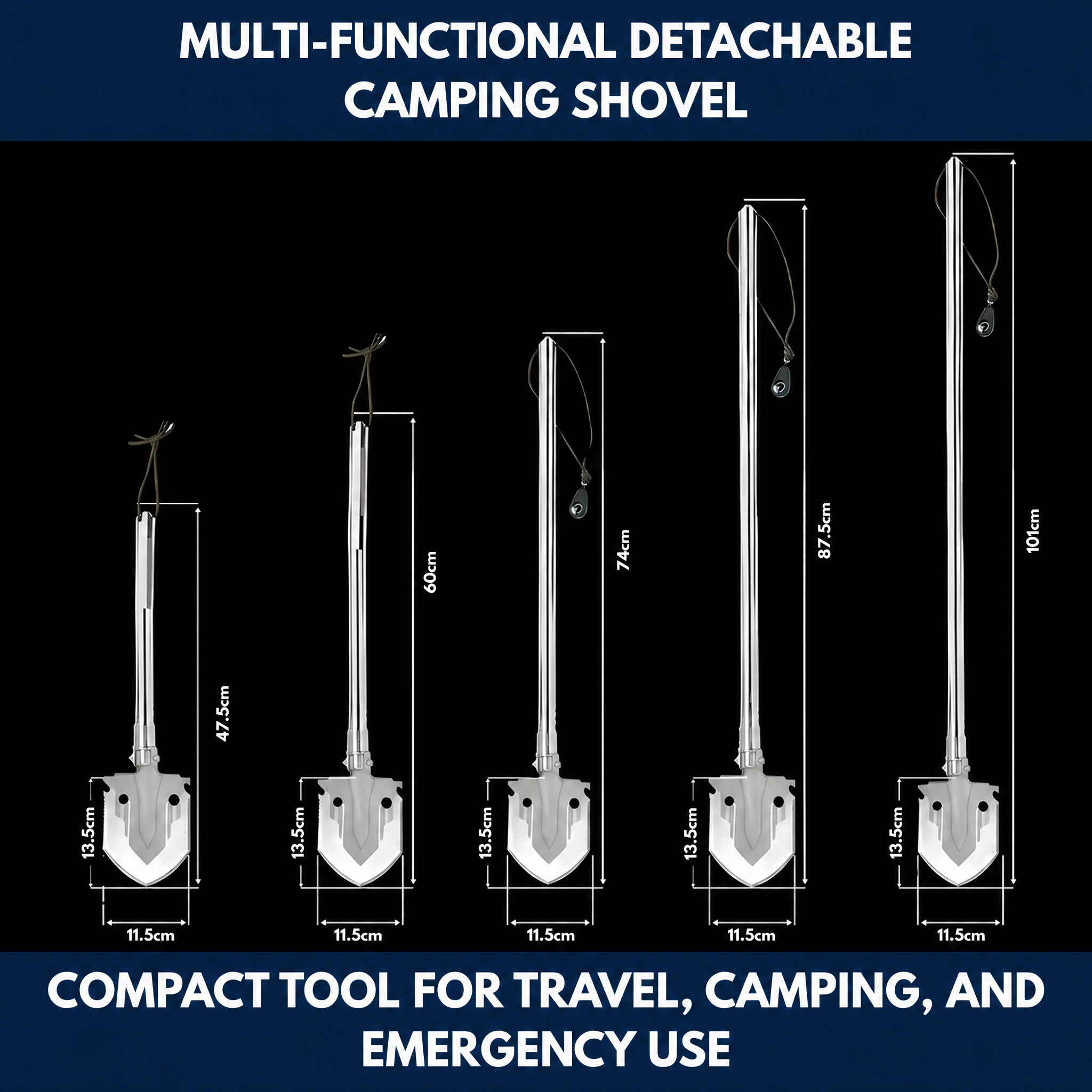 Multi-Functional Detachable Camping Shovel