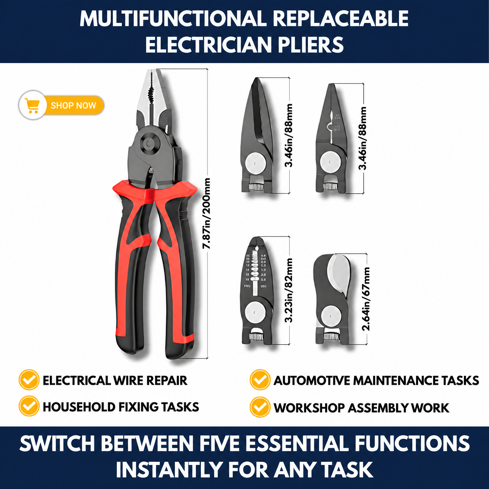 Multifunctional Replaceable Electrician Pliers