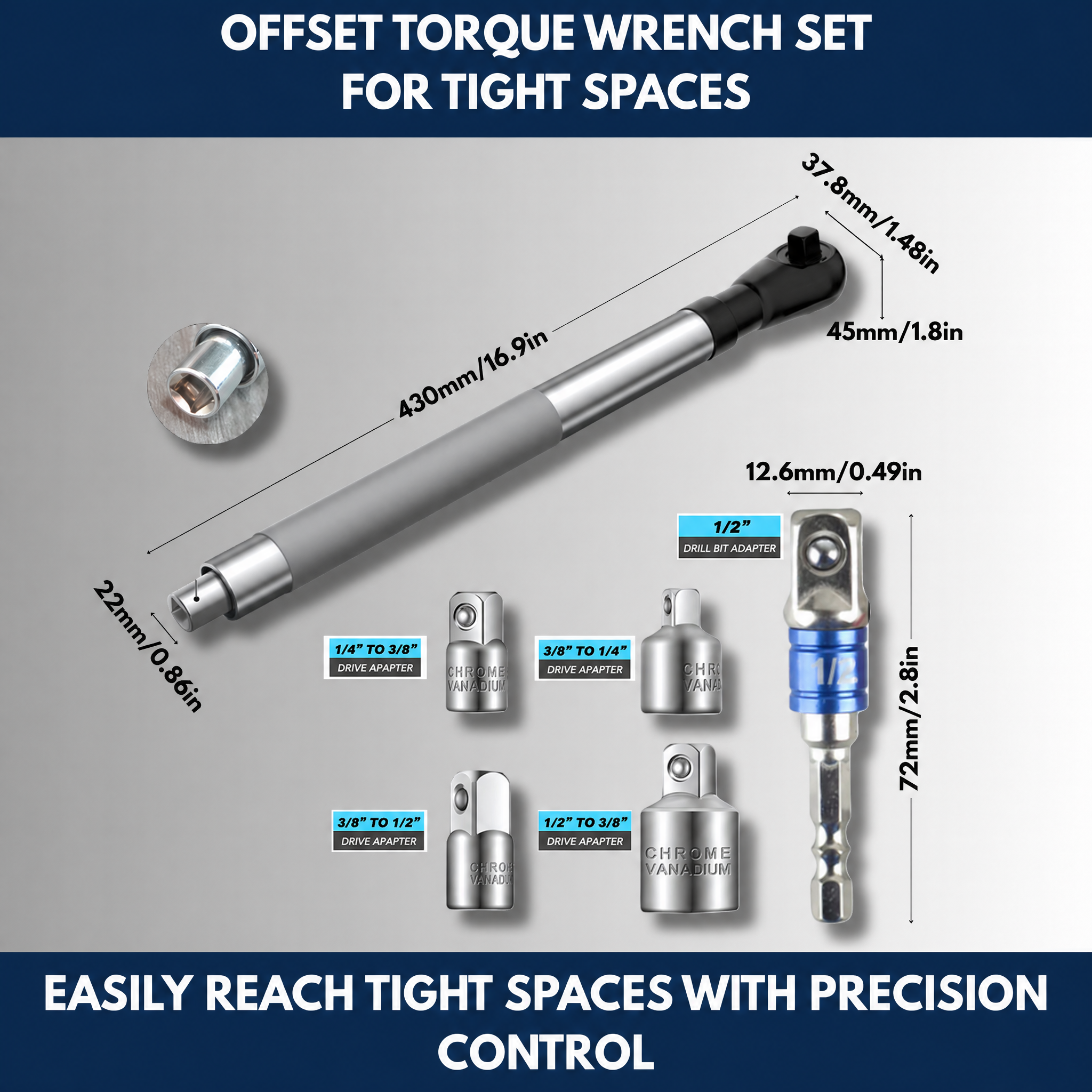 Offset Torque Wrench Set For Tight Spaces